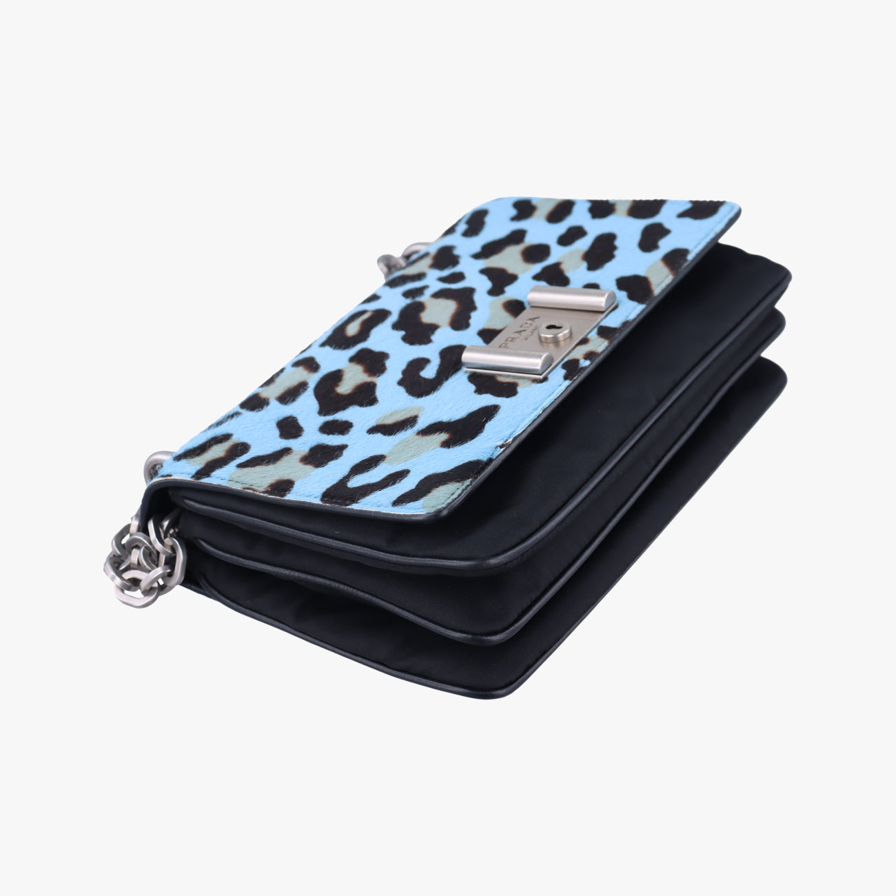 Leopard print Blue x Black x Multicolor ponyhair×nylon 1BD009 117レオパード柄 ブルー×ブラック×マルチカラー ハラコ×ナイロン 1BD009 117