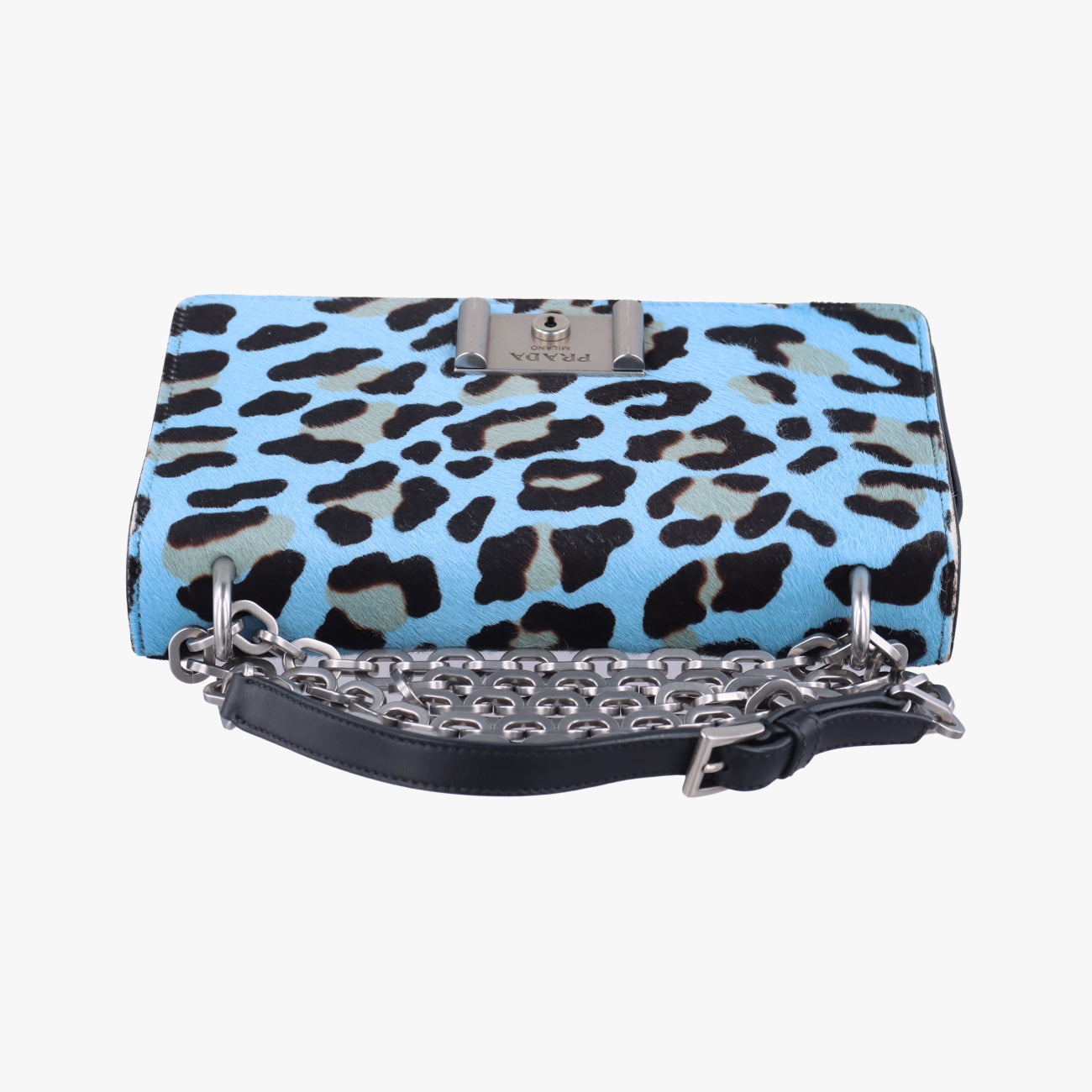 Leopard print Blue x Black x Multicolor ponyhair×nylon 1BD009 117レオパード柄 ブルー×ブラック×マルチカラー ハラコ×ナイロン 1BD009 117