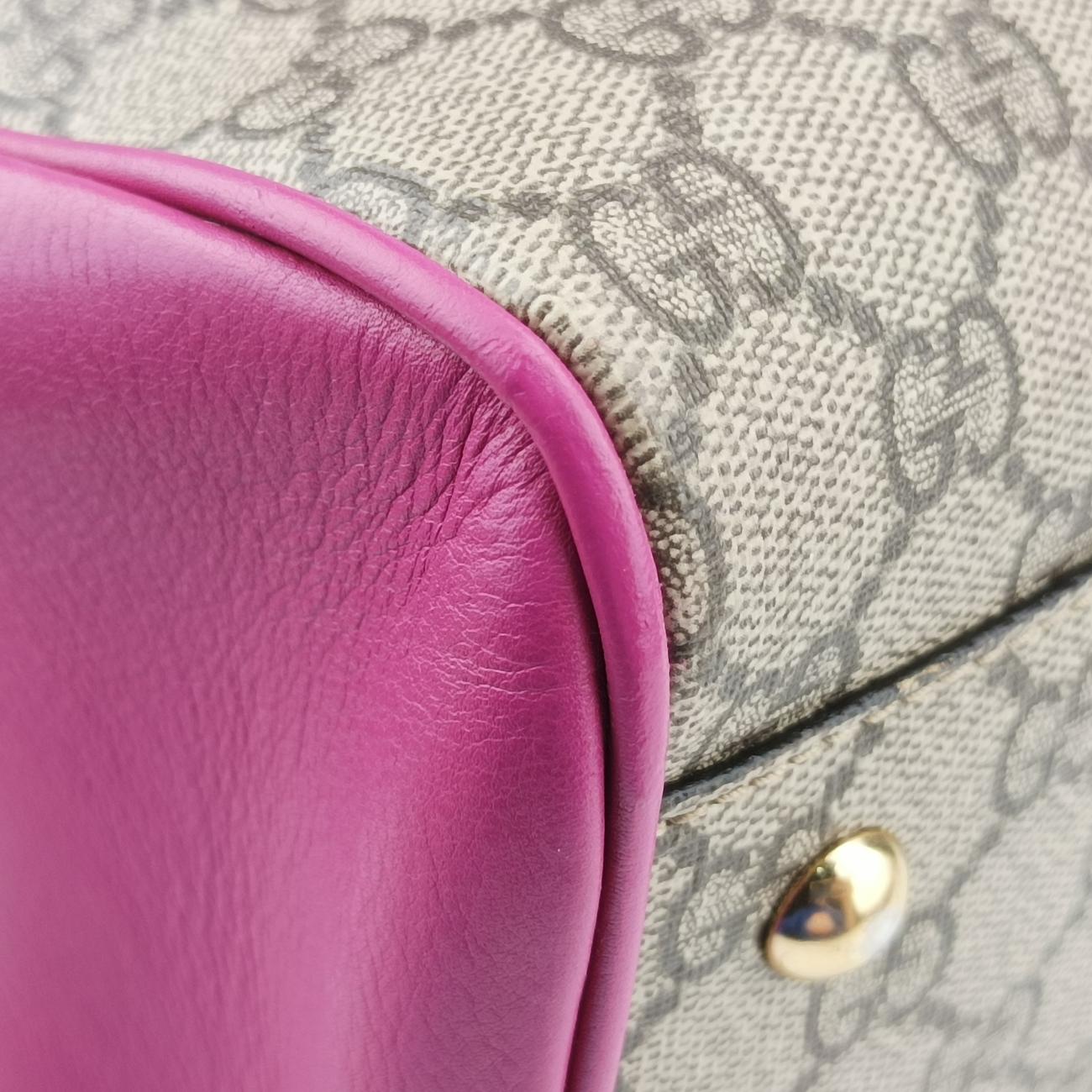 GG SUPREME beige×red×pink PVC coated canvas×Leather 409529 I019475982GGスプリーム ベージュ×レッド×ピンク PVCコーティングキャンバス×レザー 409529 I019475982