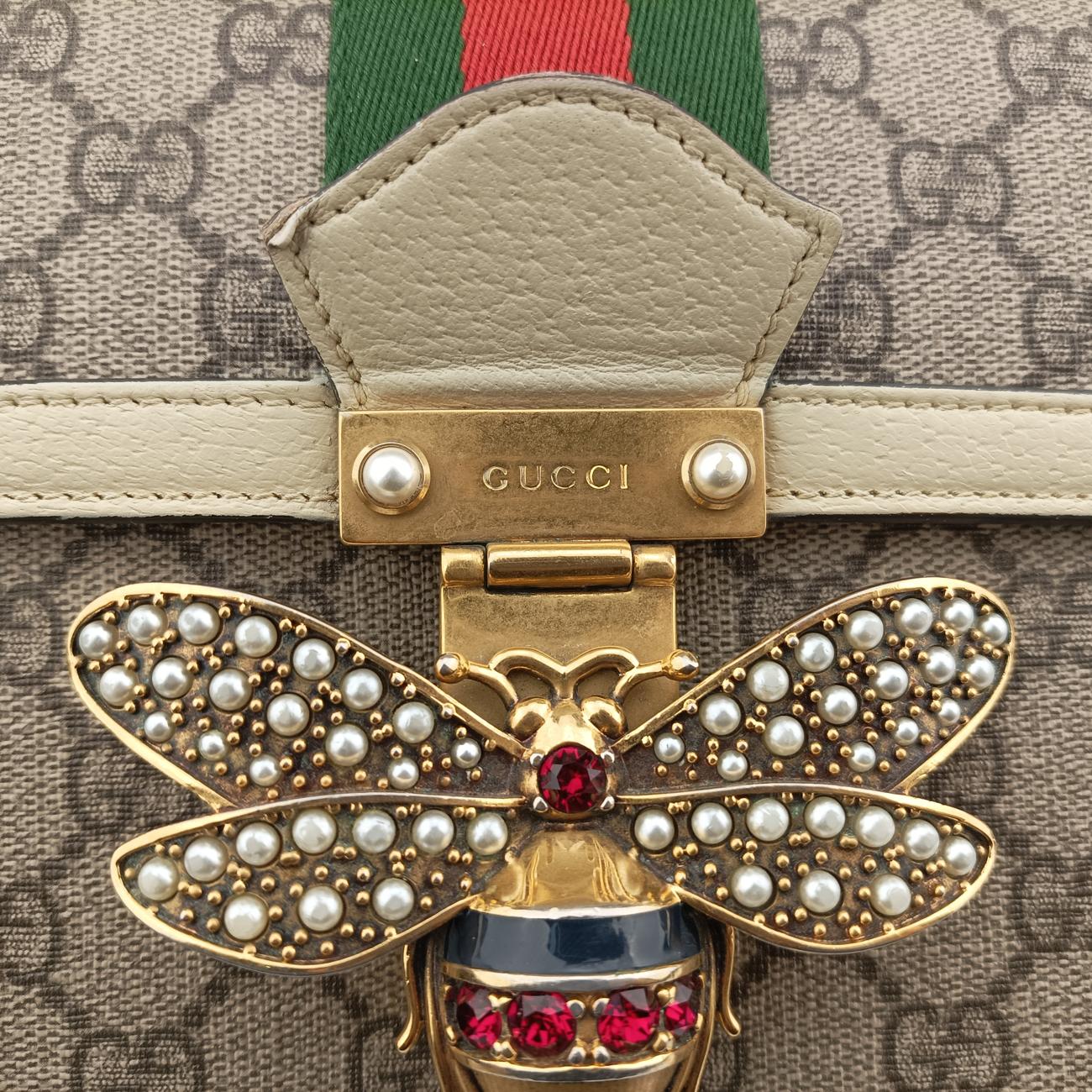 Queen Margaret White x Beige x Red x Green PVC coated canvas×Leather 476541 G029700866クイーン マーガレット ホワイト×ベージュ×レッド×グリーン PVCコーティングキャンバス×レザー 476541 G029700866