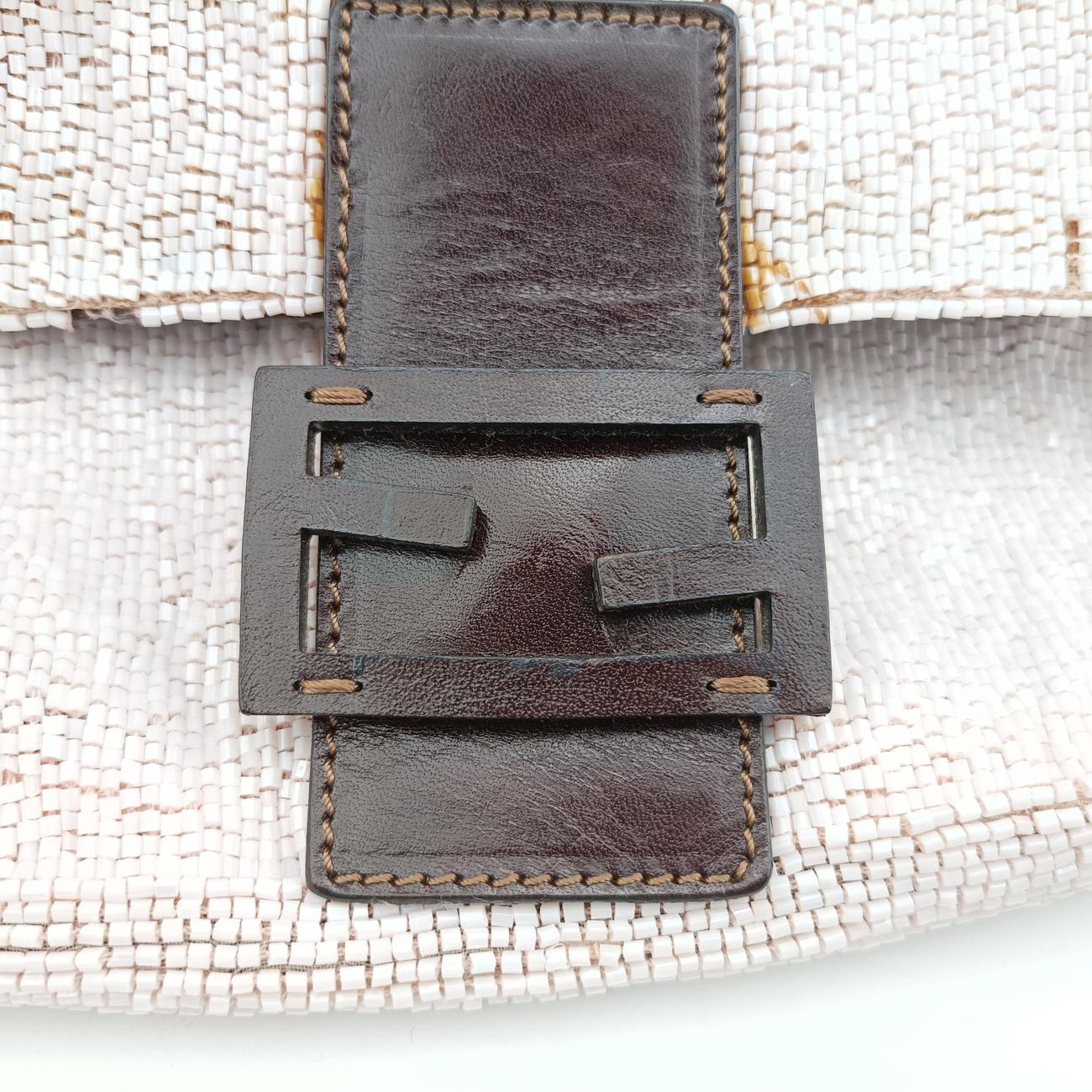 Baguette White×Brown Beaded Lot number unknownマンマバケット ホワイト×ブラウン ビーズ 製番不明