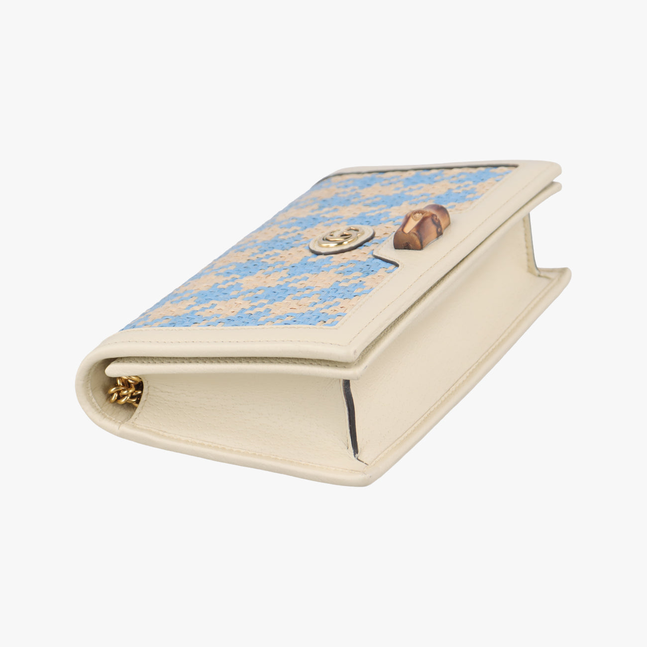 Diana Bamboo Beige× Light Blue× Blue Straw x Leather 696817 ダイアナ バンブー ベージュ×ライトブルー×ブルー ストロー×レザー 696817