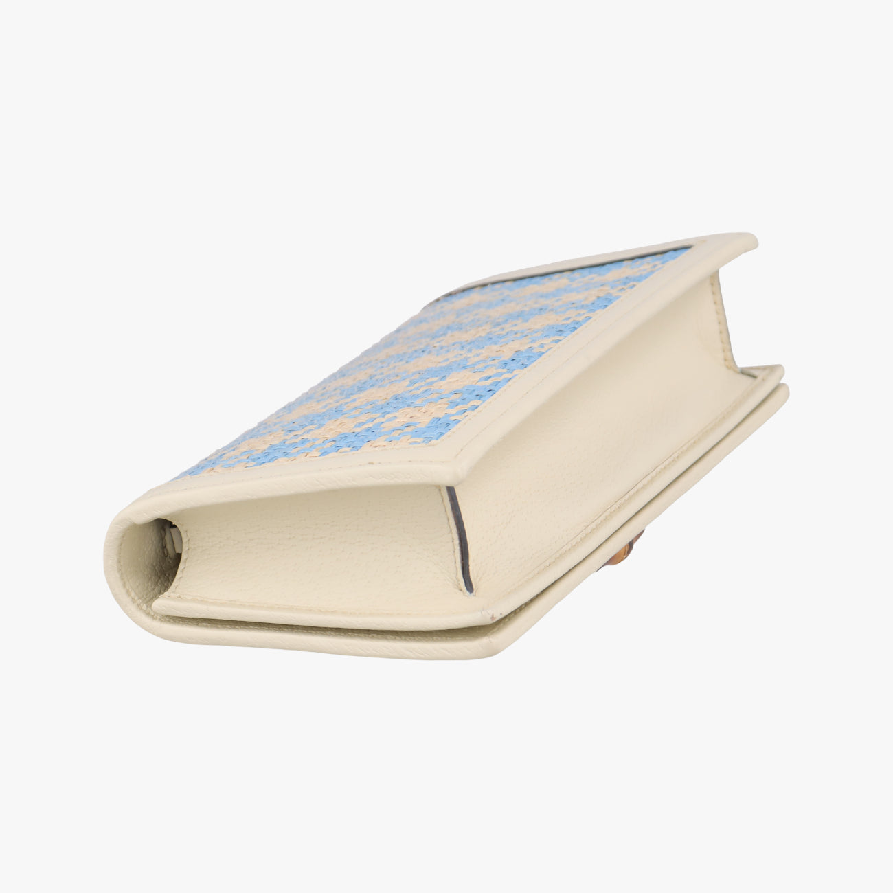 Diana Bamboo Beige× Light Blue× Blue Straw x Leather 696817 ダイアナ バンブー ベージュ×ライトブルー×ブルー ストロー×レザー 696817