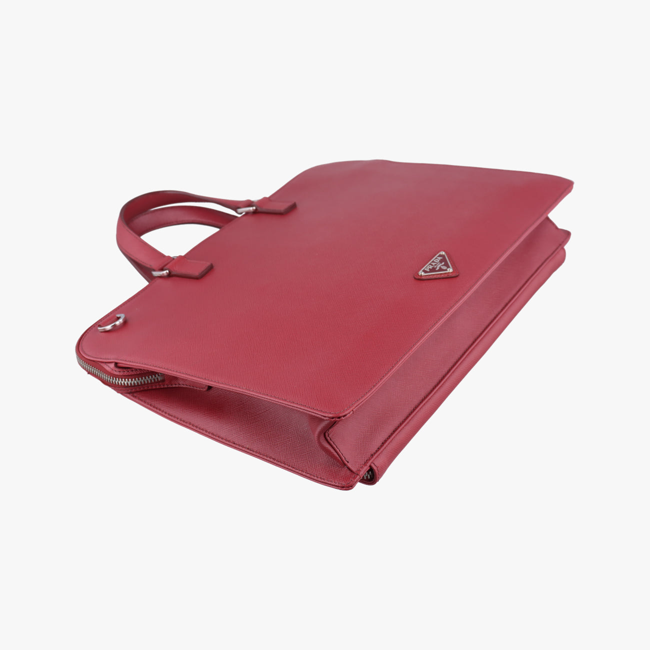 Triangle Logo Plate Red Saffiano Leather 49三角 ロゴ プレート レッド サフィアーノレザー 49