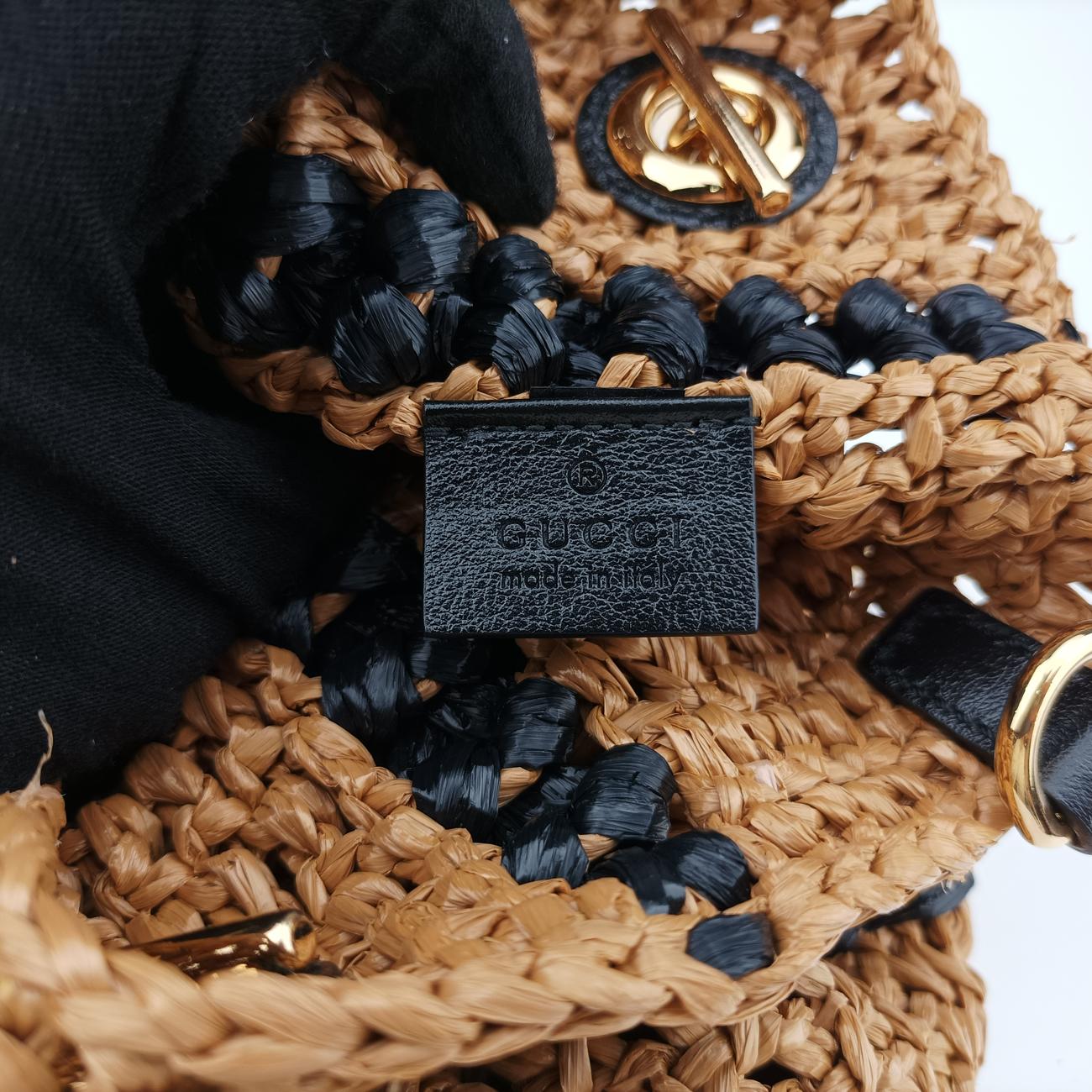 GG Marmont Yellow×Black straw 574432 H028780944GGマーモント イエロー×ブラック ストロー 574432 H028780944