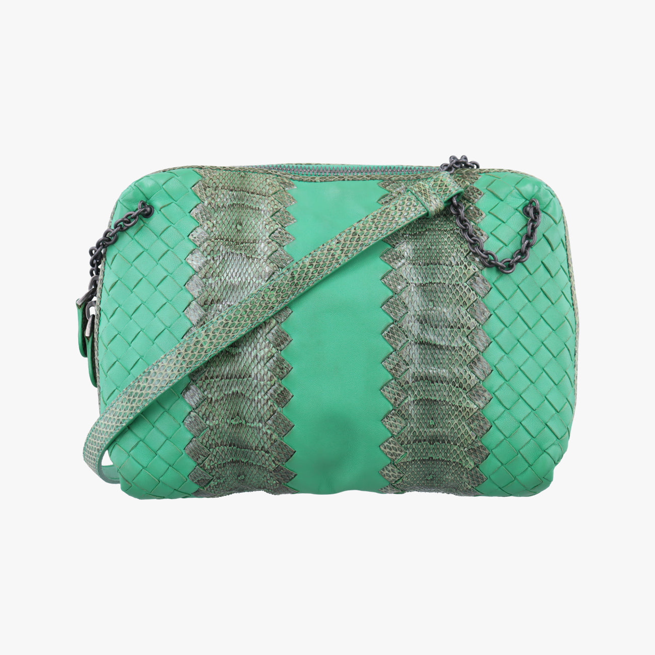 Intrecciato Green Leather×snakeskin B02498862Qイントレチャート グリーン レザー×ヘビ革 B02498862Q