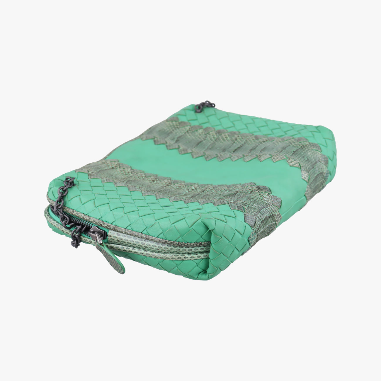 Intrecciato Green Leather×snakeskin B02498862Qイントレチャート グリーン レザー×ヘビ革 B02498862Q