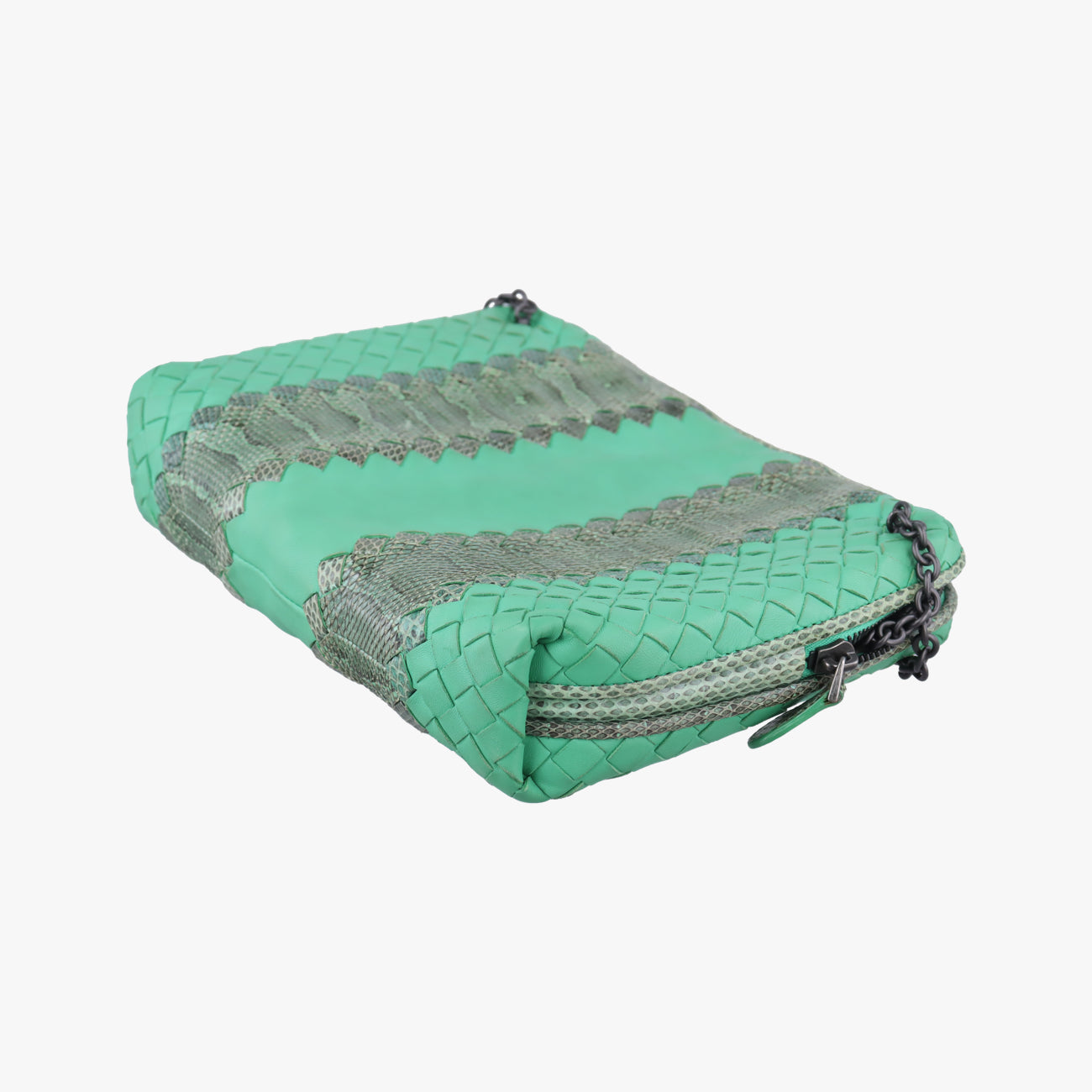 Intrecciato Green Leather×snakeskin B02498862Qイントレチャート グリーン レザー×ヘビ革 B02498862Q