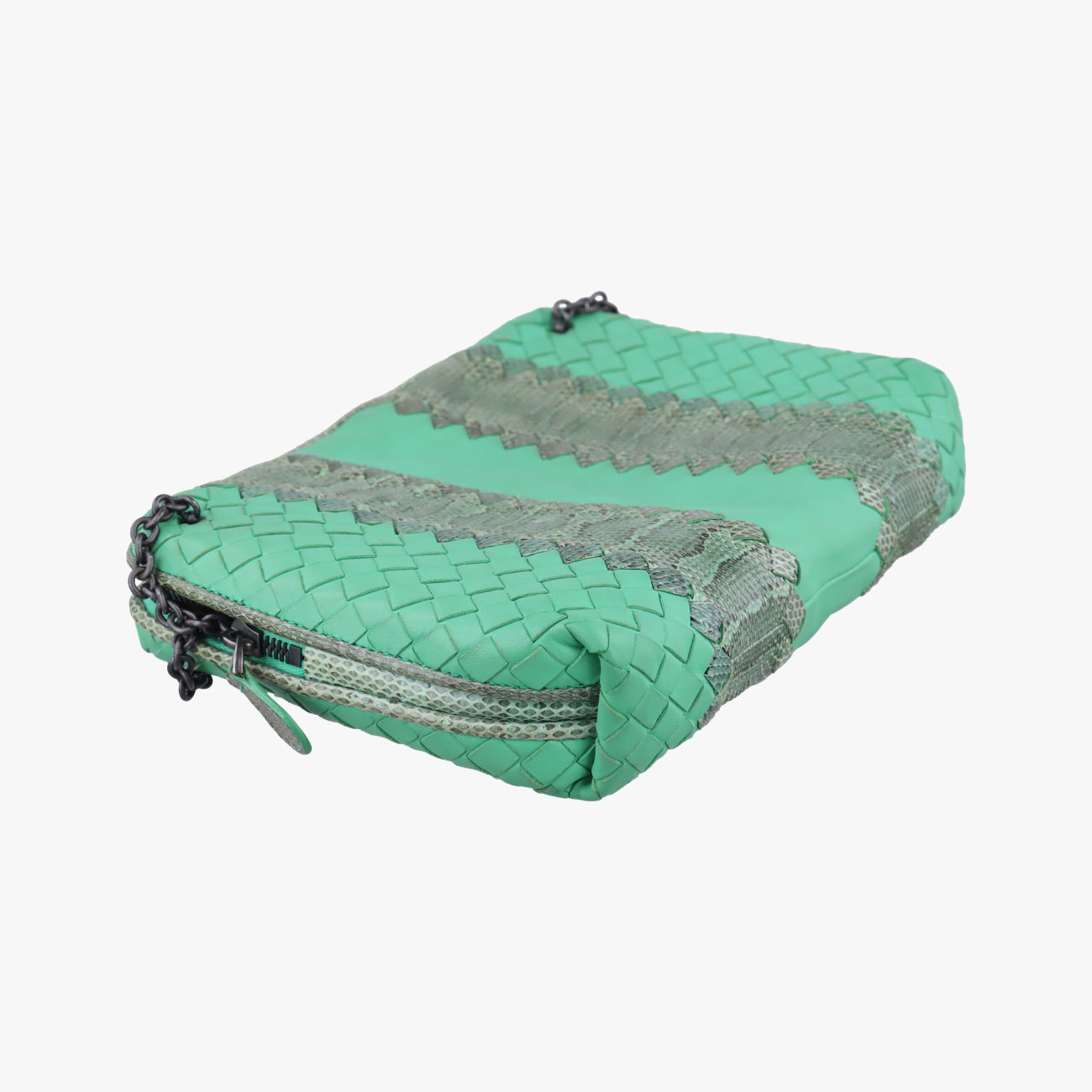 Intrecciato Green Leather×snakeskin B02498862Qイントレチャート グリーン レザー×ヘビ革 B02498862Q