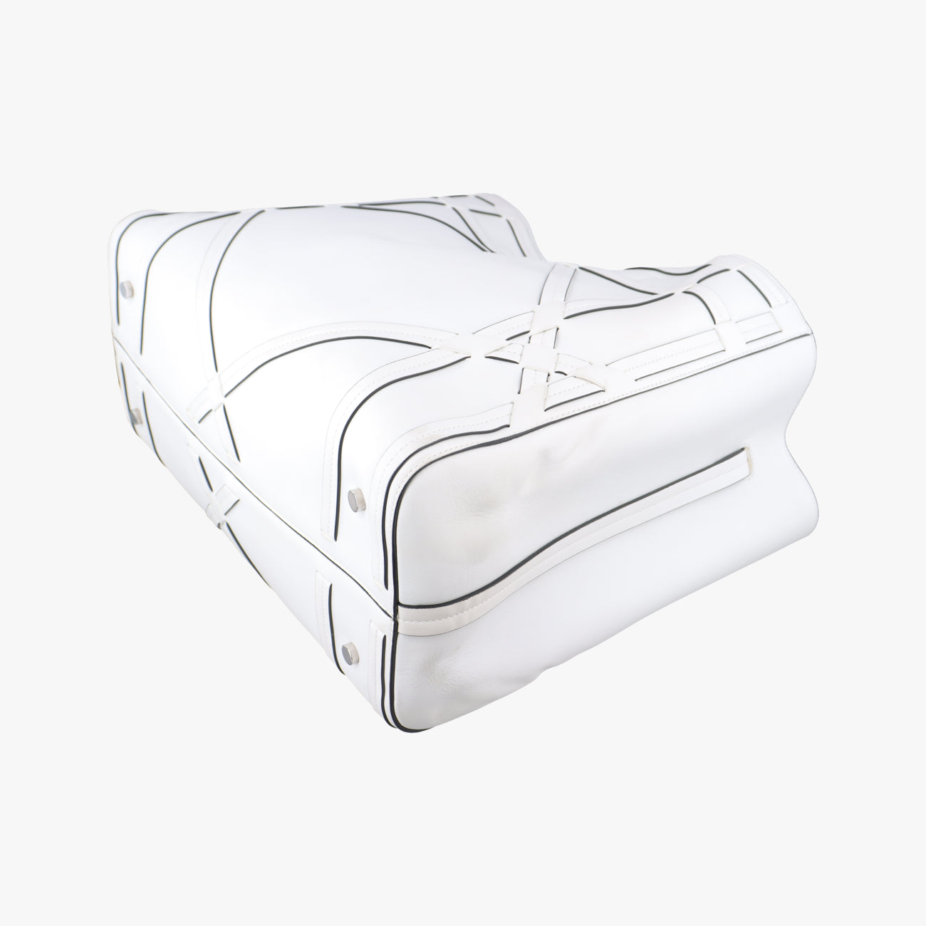 Cannage Detail Shopper Tote White Leather 01-RU-0136カナージュディテール ショッパートート ホワイト レザー 01-RU-0136