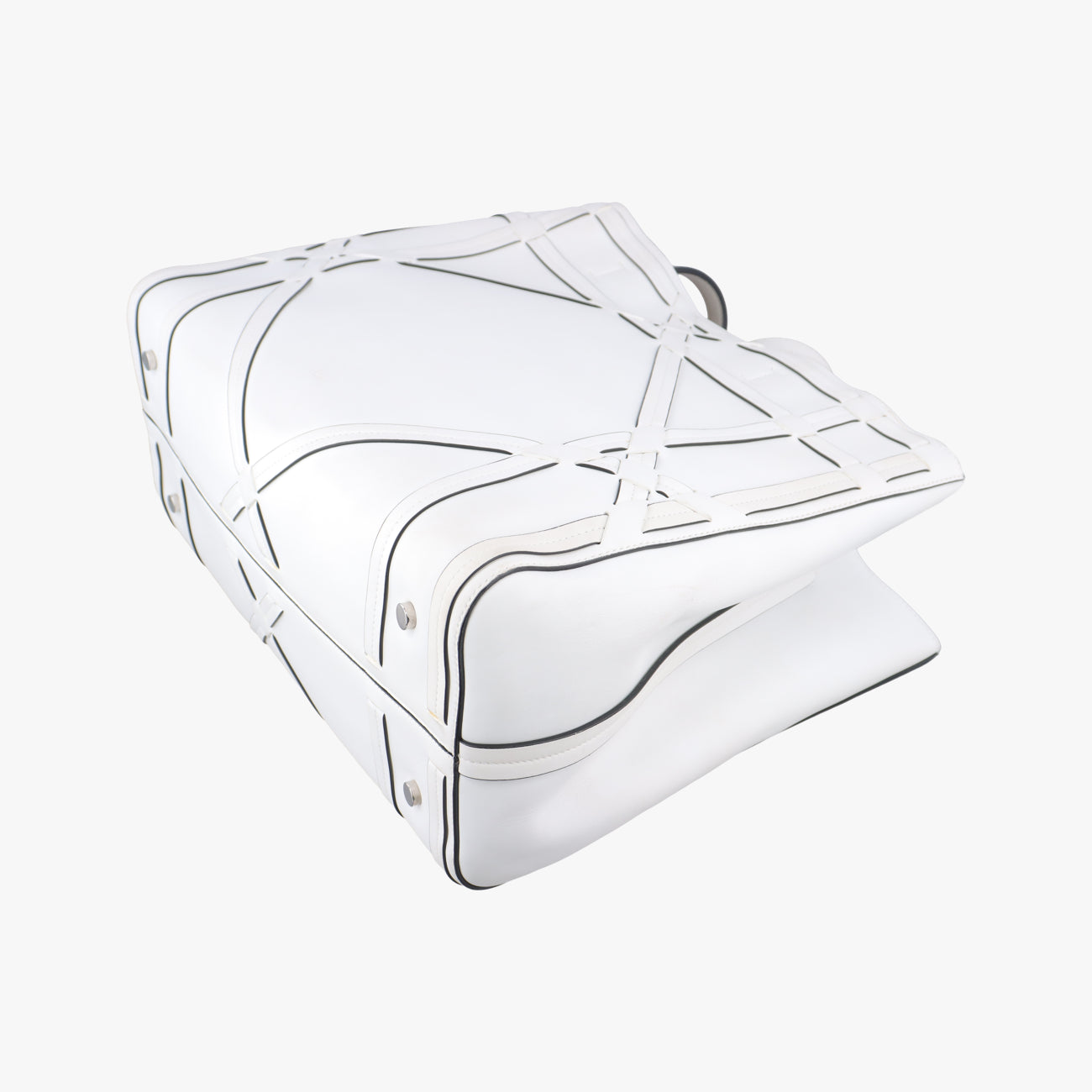 Cannage Detail Shopper Tote White Leather 01-RU-0136カナージュディテール ショッパートート ホワイト レザー 01-RU-0136