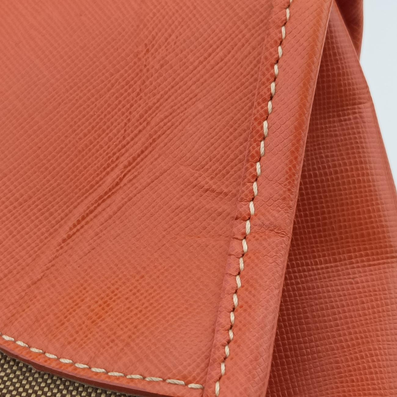 logo jacquard Orange×beige Fabric × SAFFIANO Leather 194ロゴジャガード オレンジ×ベージュ ファブリック×サフィアーノレザー 194