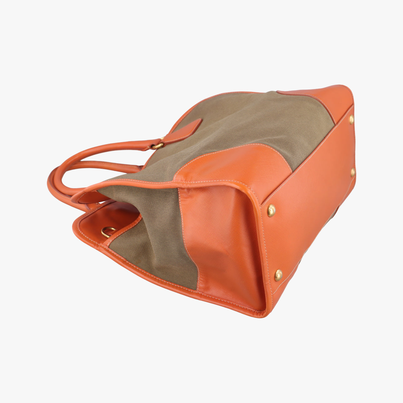 logo jacquard Orange×beige Fabric × SAFFIANO Leather 194ロゴジャガード オレンジ×ベージュ ファブリック×サフィアーノレザー 194