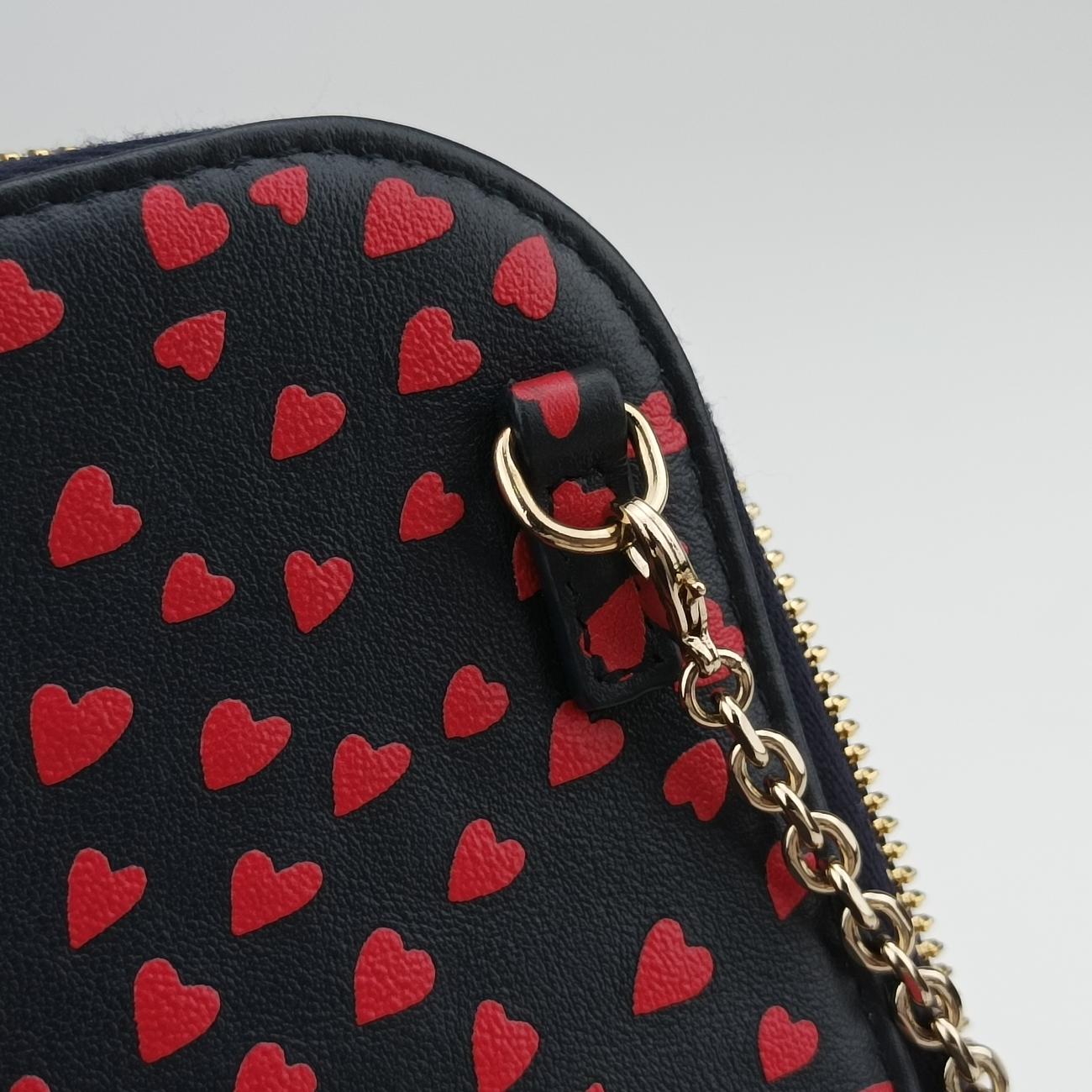 Phone Holder Heart Navy×Red Leather 43-MA-0231フォンホルダー スマホケース ハート ネイビー×レッド レザー 43-MA-0231