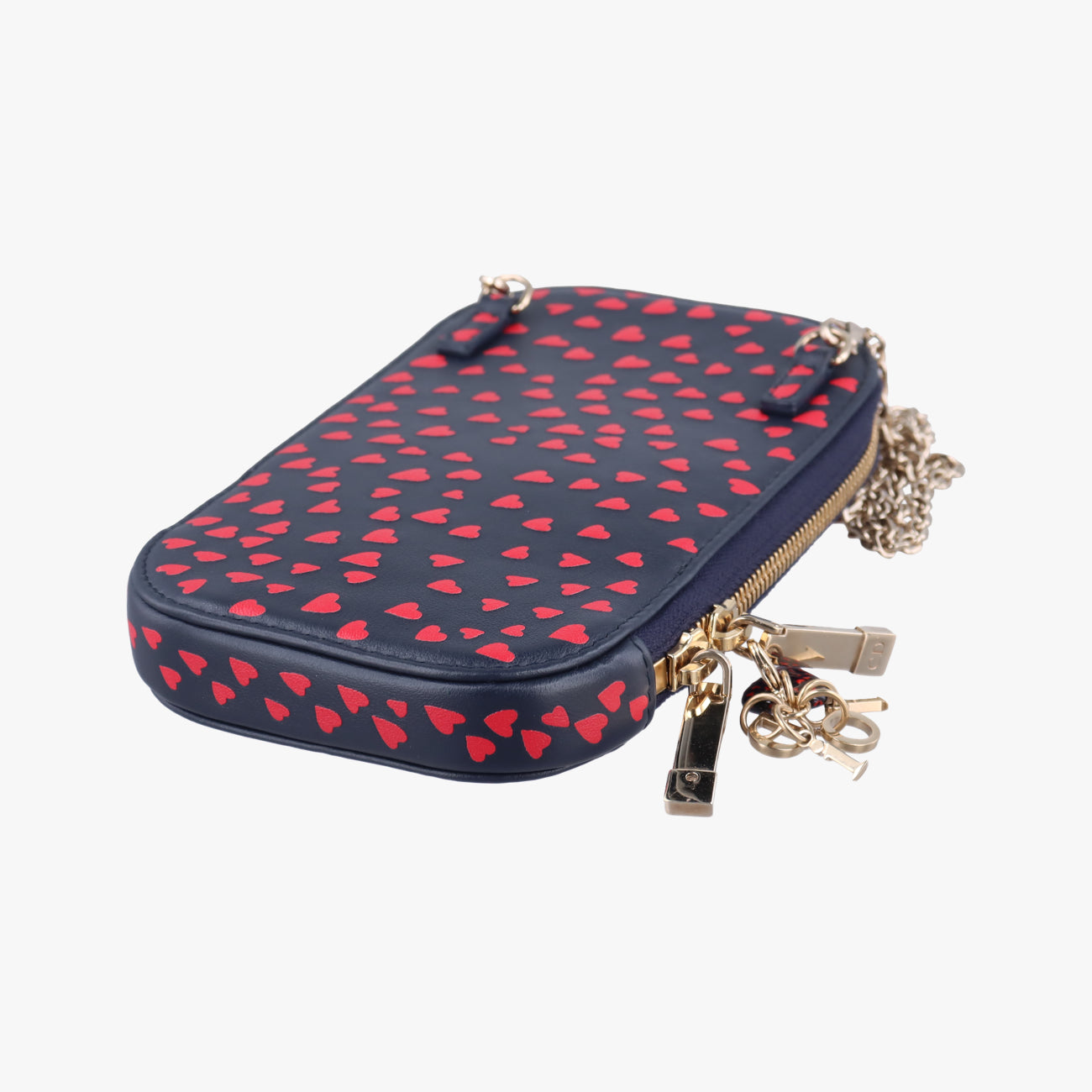 Phone Holder Heart Navy×Red Leather 43-MA-0231フォンホルダー スマホケース ハート ネイビー×レッド レザー 43-MA-0231