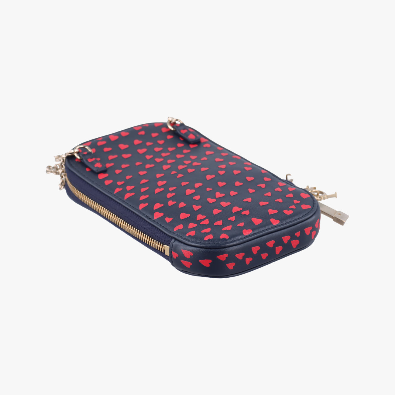 Phone Holder Heart Navy×Red Leather 43-MA-0231フォンホルダー スマホケース ハート ネイビー×レッド レザー 43-MA-0231
