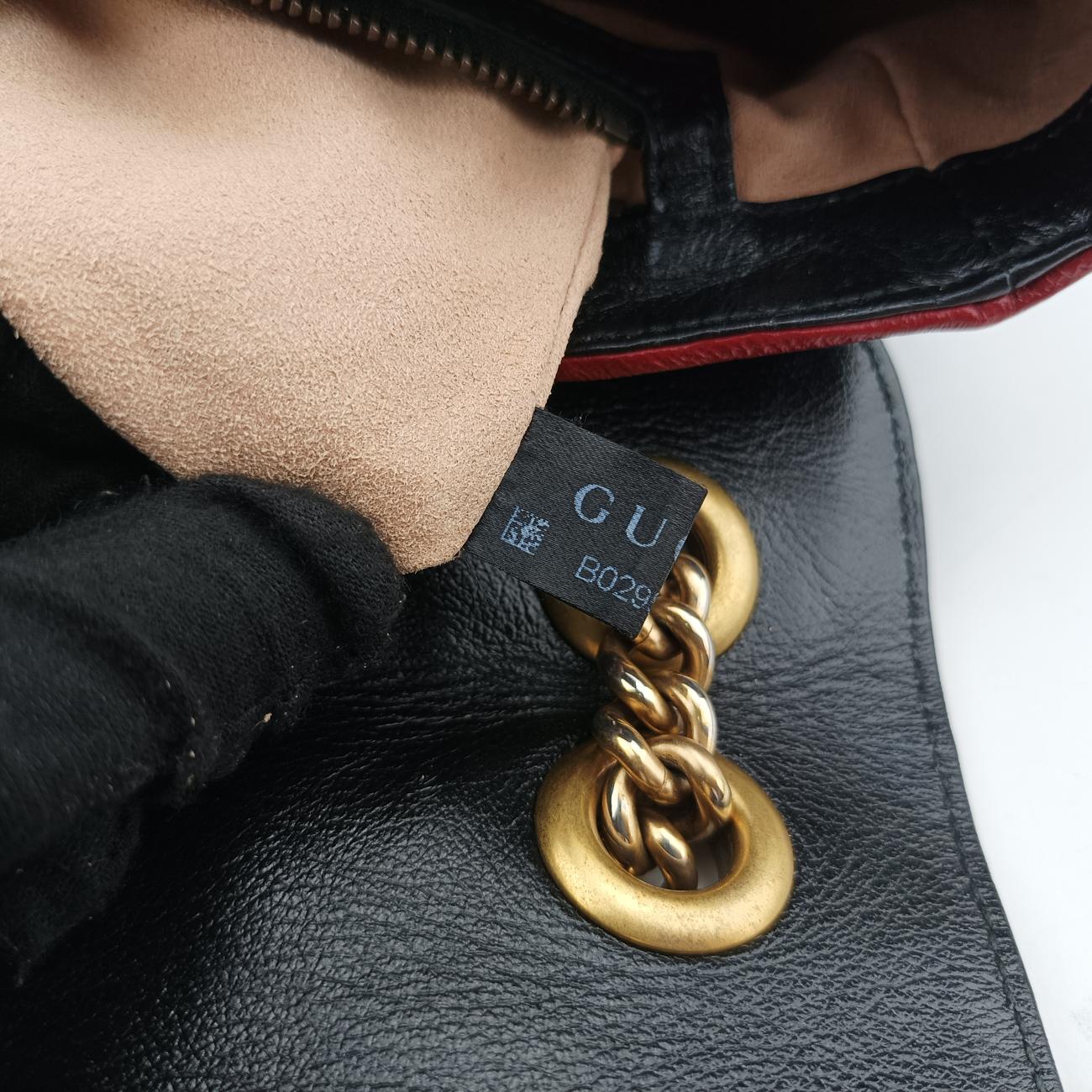 GG Marmont Black x Beige x Red Leather 443497 B029516007GGマーモント ブラック×ベージュ×レッド レザー 443497 B029516007