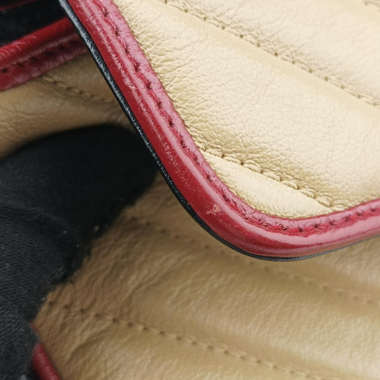 GG Marmont Black x Beige x Red Leather 443497 B029516007GGマーモント ブラック×ベージュ×レッド レザー 443497 B029516007