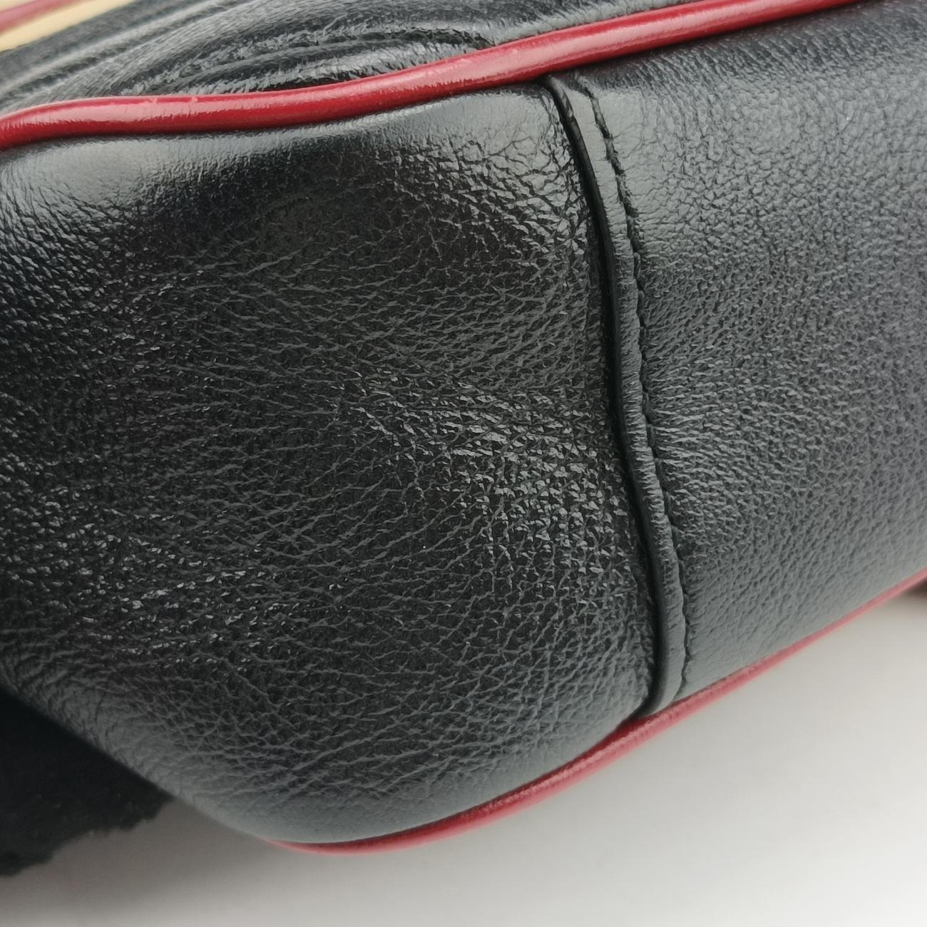 GG Marmont Black x Beige x Red Leather 443497 B029516007GGマーモント ブラック×ベージュ×レッド レザー 443497 B029516007