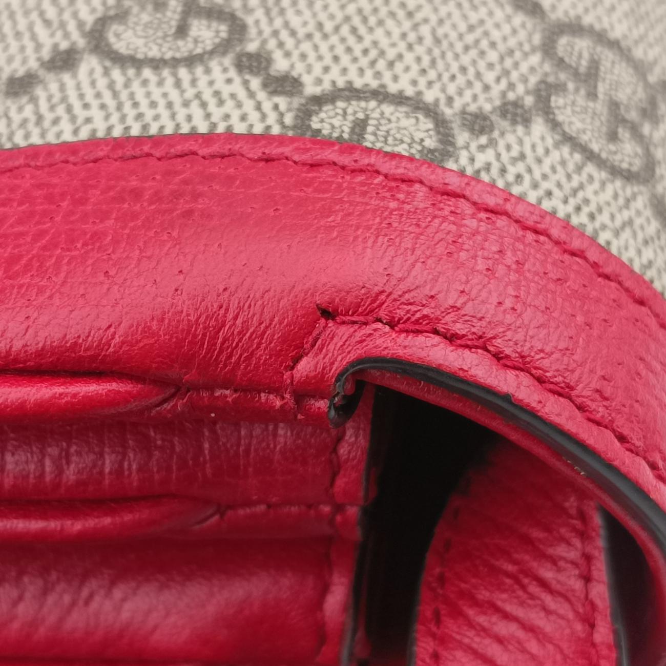 Queen Margaret Beige×Red×Multicolour PVC coated canvas×Leather 524356 I024818155クイーン マーガレット ベージュ×レッド×マルチカラー PVCコーティングキャンバス×レザー 524356 I024818155