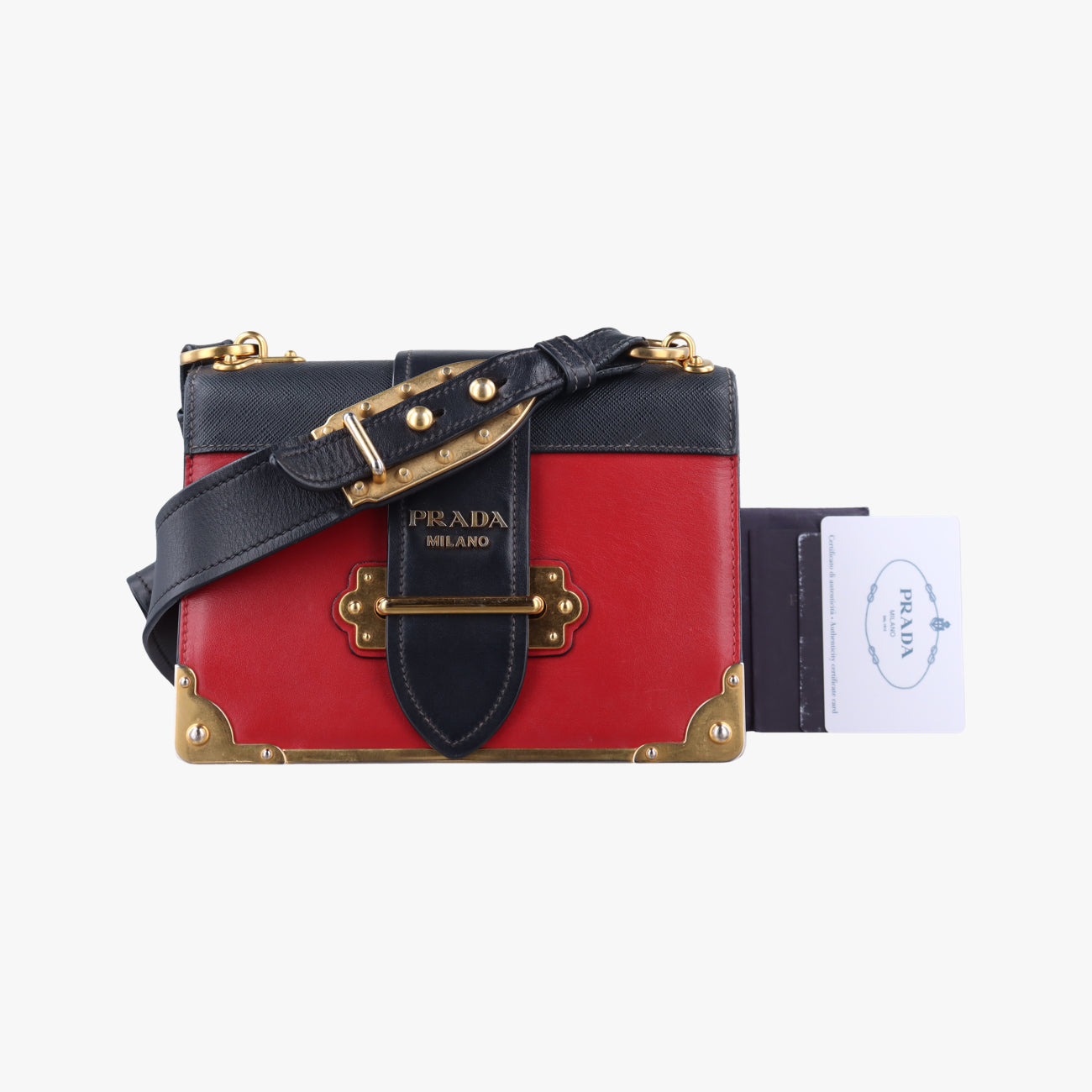 Cahier Red x Black Leather 1BD045 25 Pカイエ レッド×ブラック レザー×サフィアーノレザー 1BD045 25 P