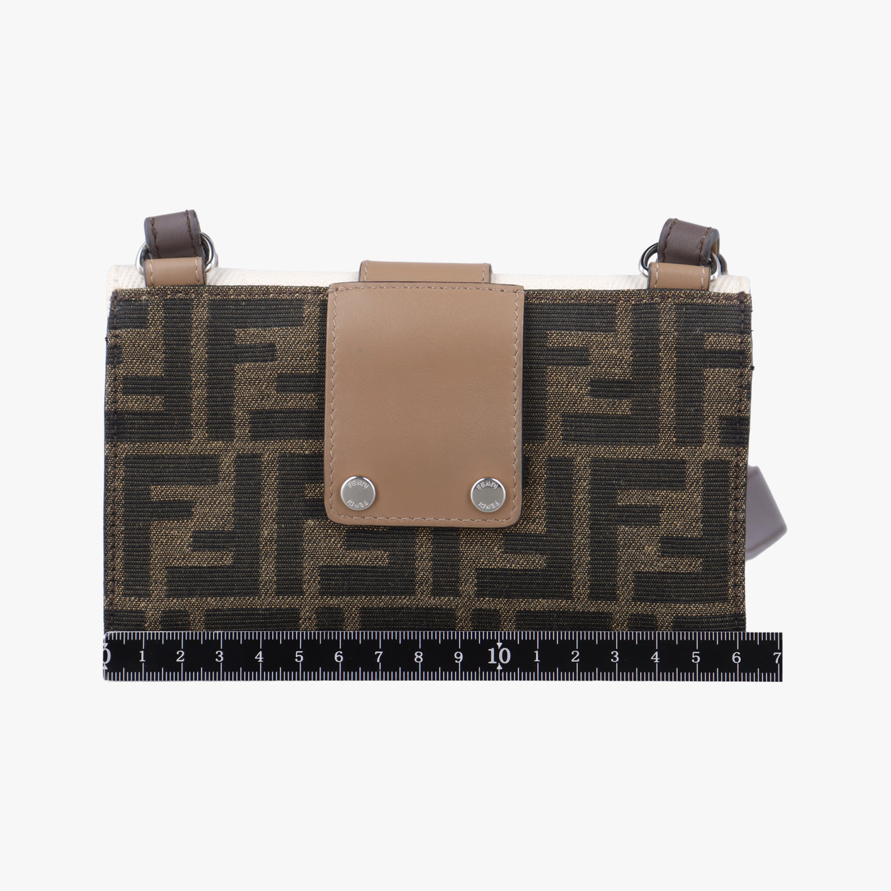 FF Logo Baguette slim Brown×white canvas 7M0295 7M0295 AB50 208-0397バゲット スリム ブラウン×ホワイト キャンバス 7M0295 7M0295 AB50 208-0397