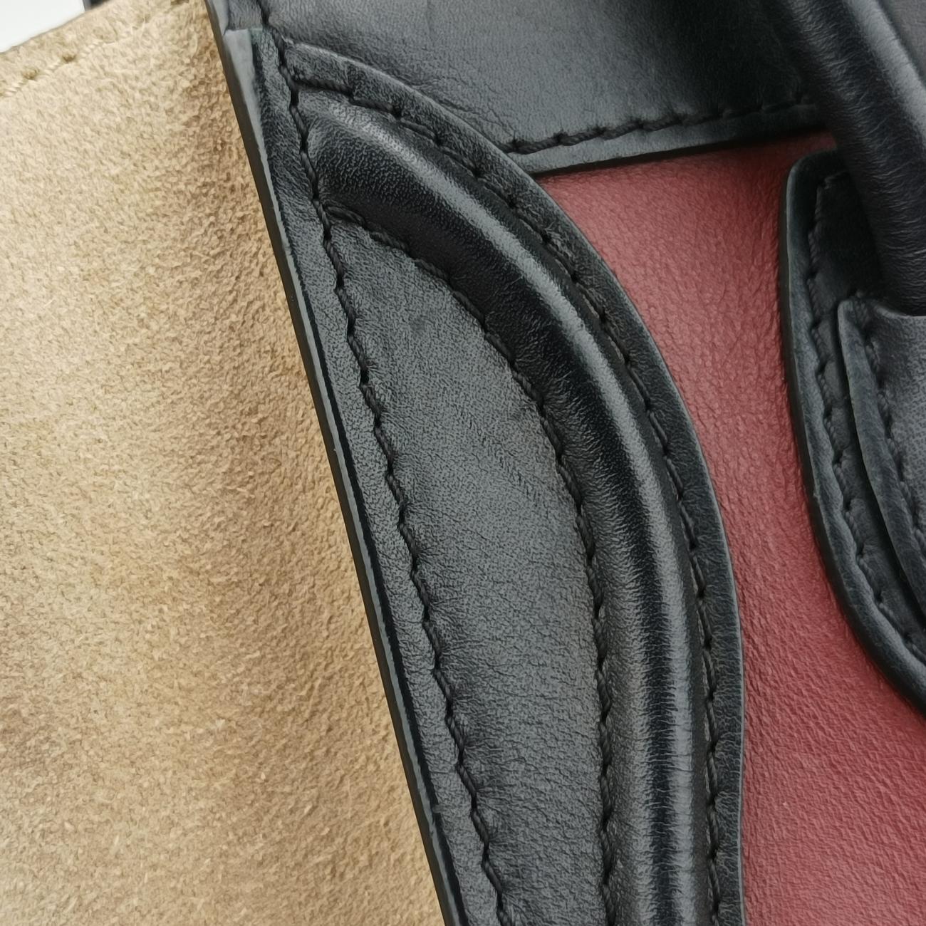 luggage nano shopper Black x Beige xBurgundy Leather x suede S-ZP-0102ラゲージナノショッパー ブラック×ベージュ×ワインレッド レザー×スエード S-ZP-0102