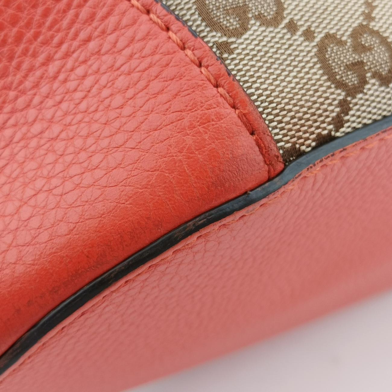 Drawstring Bucket Orange×beige canvas x leather 388703 C018796146ドローストリング バケット オレンジ×ベージュ キャンバス×レザー 388703 C018796146