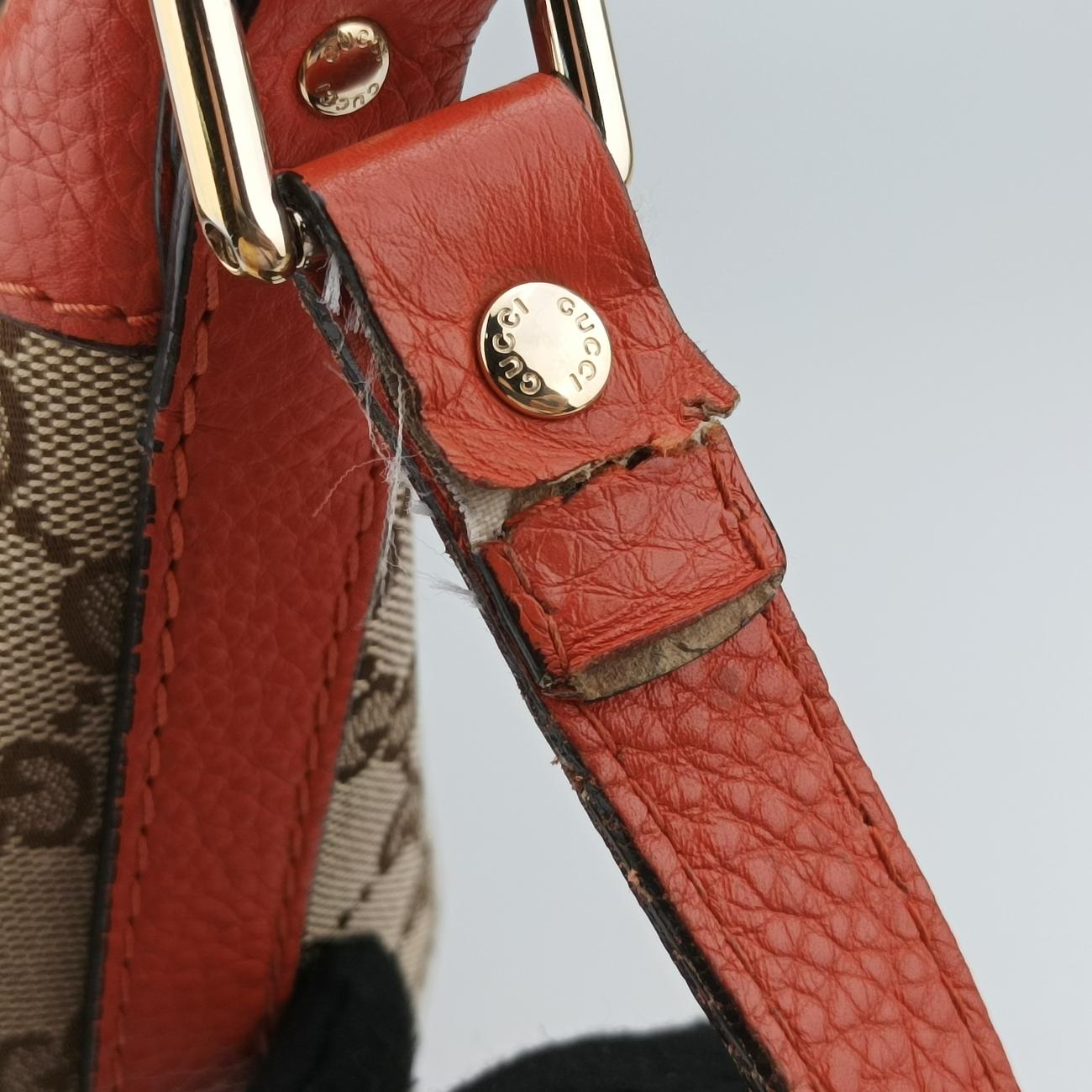 Drawstring Bucket Orange×beige canvas x leather 388703 C018796146ドローストリング バケット オレンジ×ベージュ キャンバス×レザー 388703 C018796146