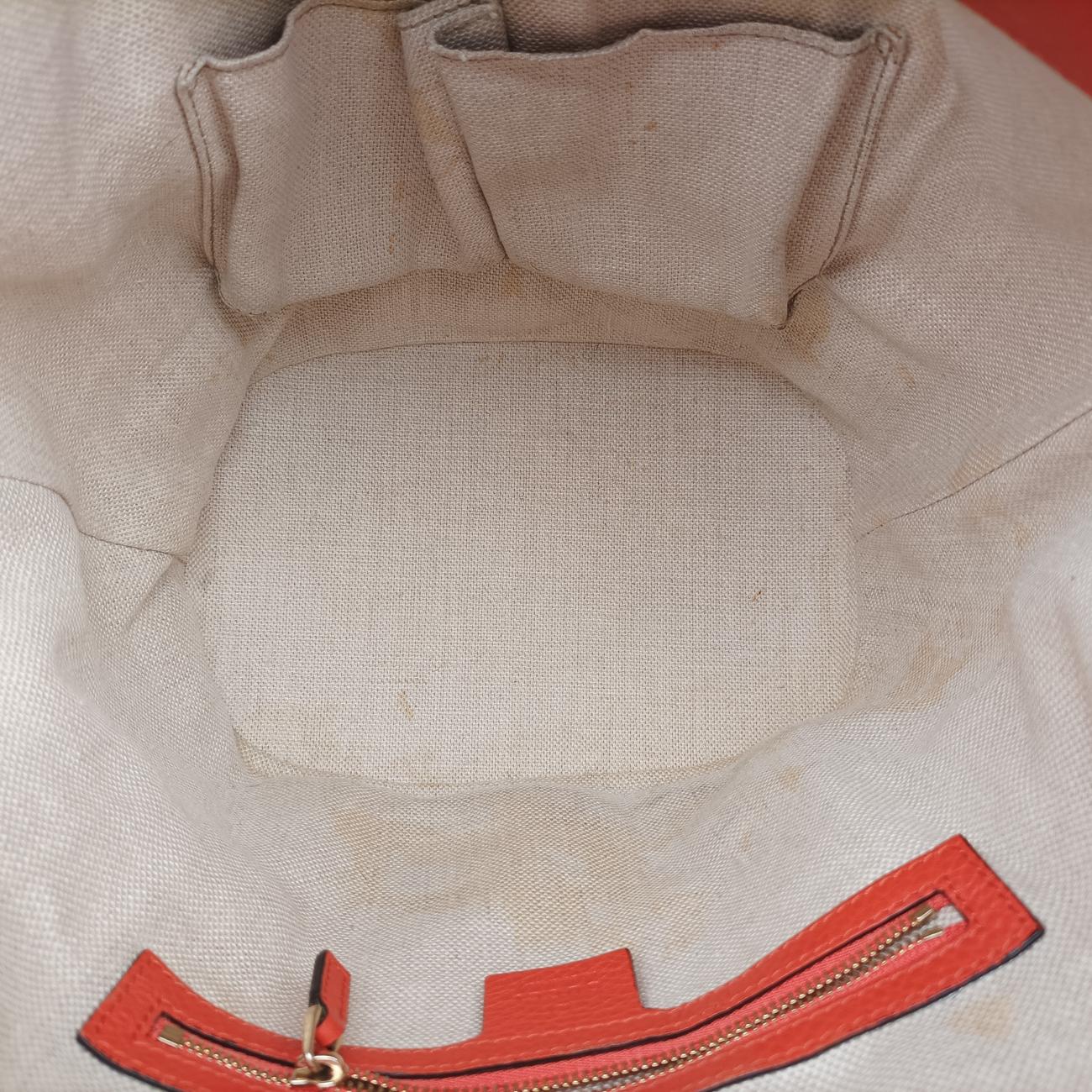 Drawstring Bucket Orange×beige canvas x leather 388703 C018796146ドローストリング バケット オレンジ×ベージュ キャンバス×レザー 388703 C018796146