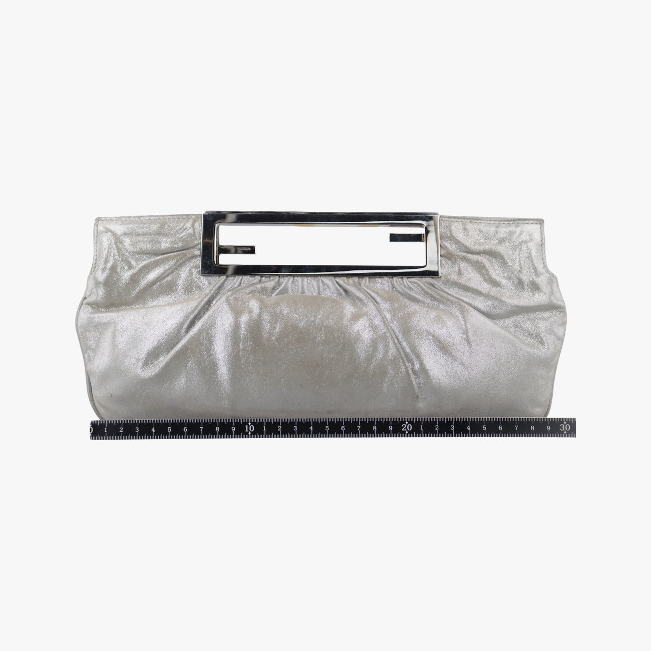 Logo Clutch Silver Leather 8BP041 2258~8BP041~BKL~098ロゴクラッチ シルバー レザー 8BP041 2258~8BP041~BKL~098