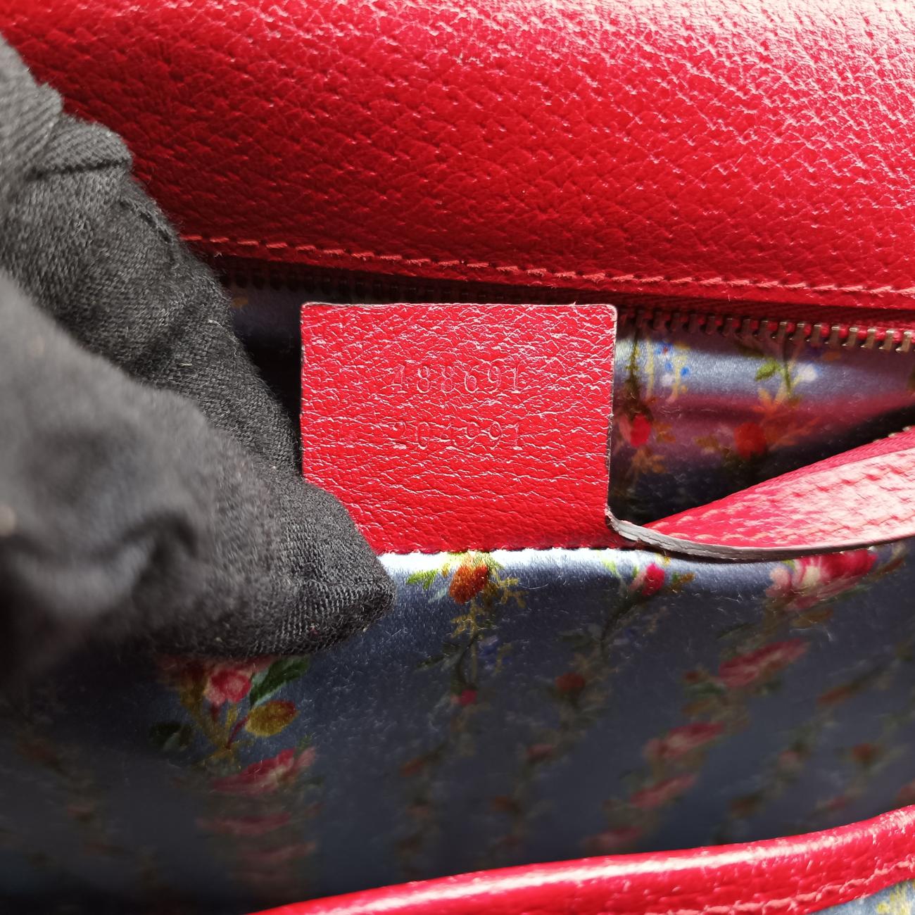 Bamboo Web butterfly Red×Multicolour Leather 488691 D022769366バンブー ウェビングライン バタフライ レッド×マルチカラー レザー 488691 D022769366