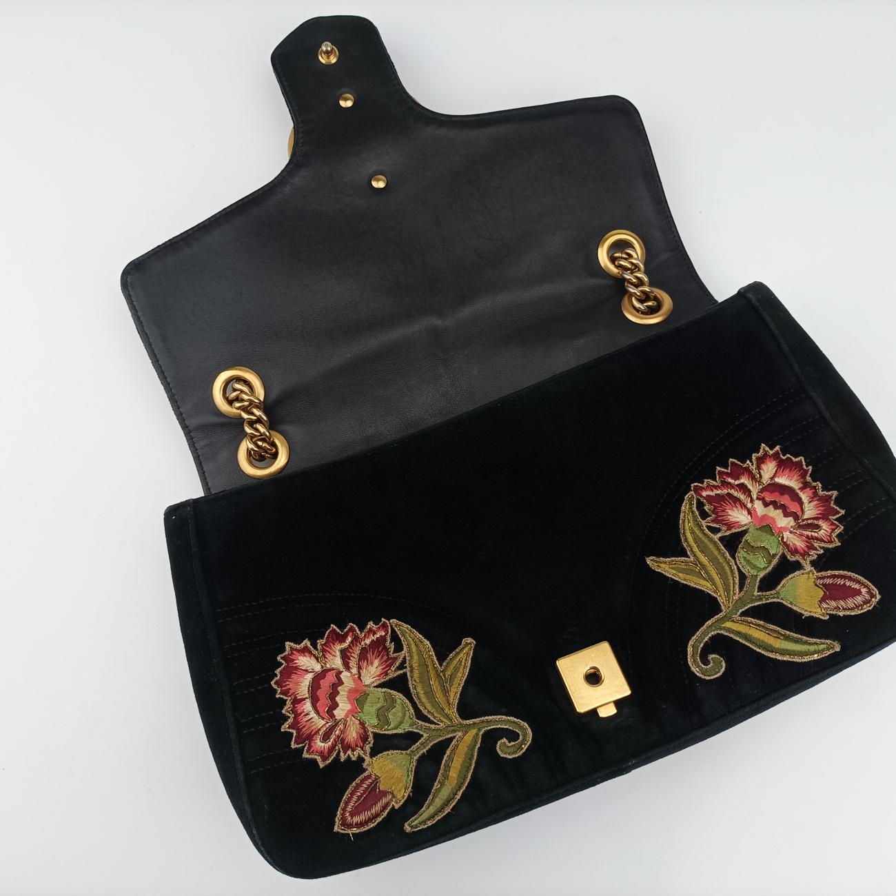 GG Marmont Black×multicolor velour 443496 E022580653GGマーモント ブラック×マルチカラー ベルベット 443496 E022580653