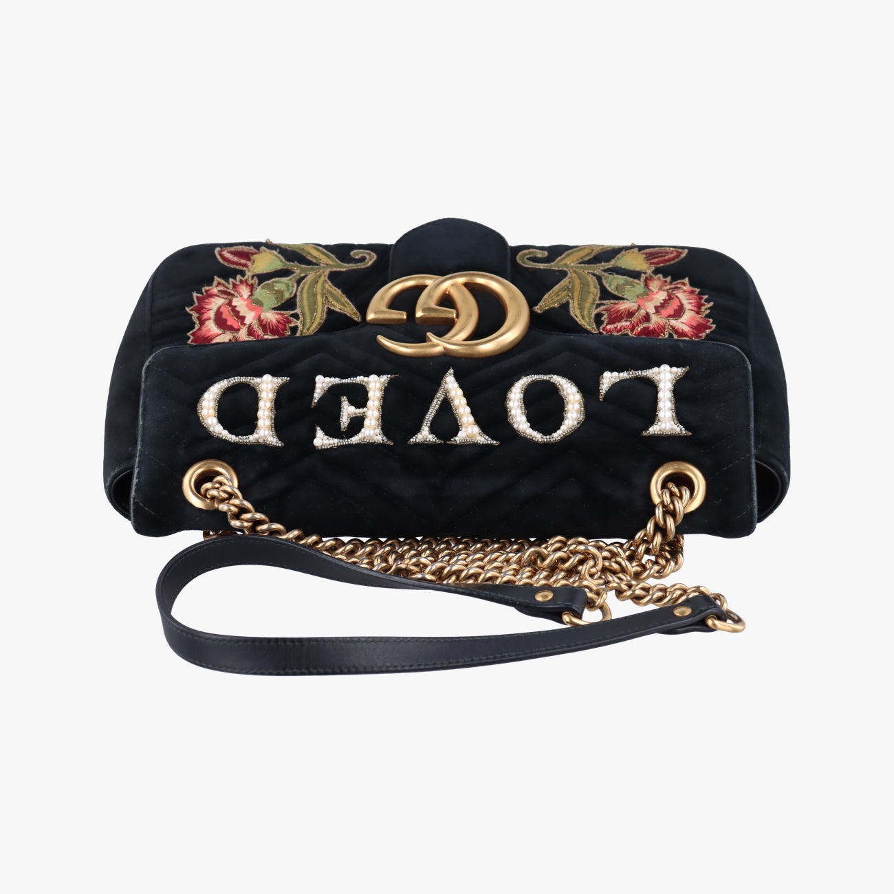 GG Marmont Black×multicolor velour 443496 E022580653GGマーモント ブラック×マルチカラー ベルベット 443496 E022580653