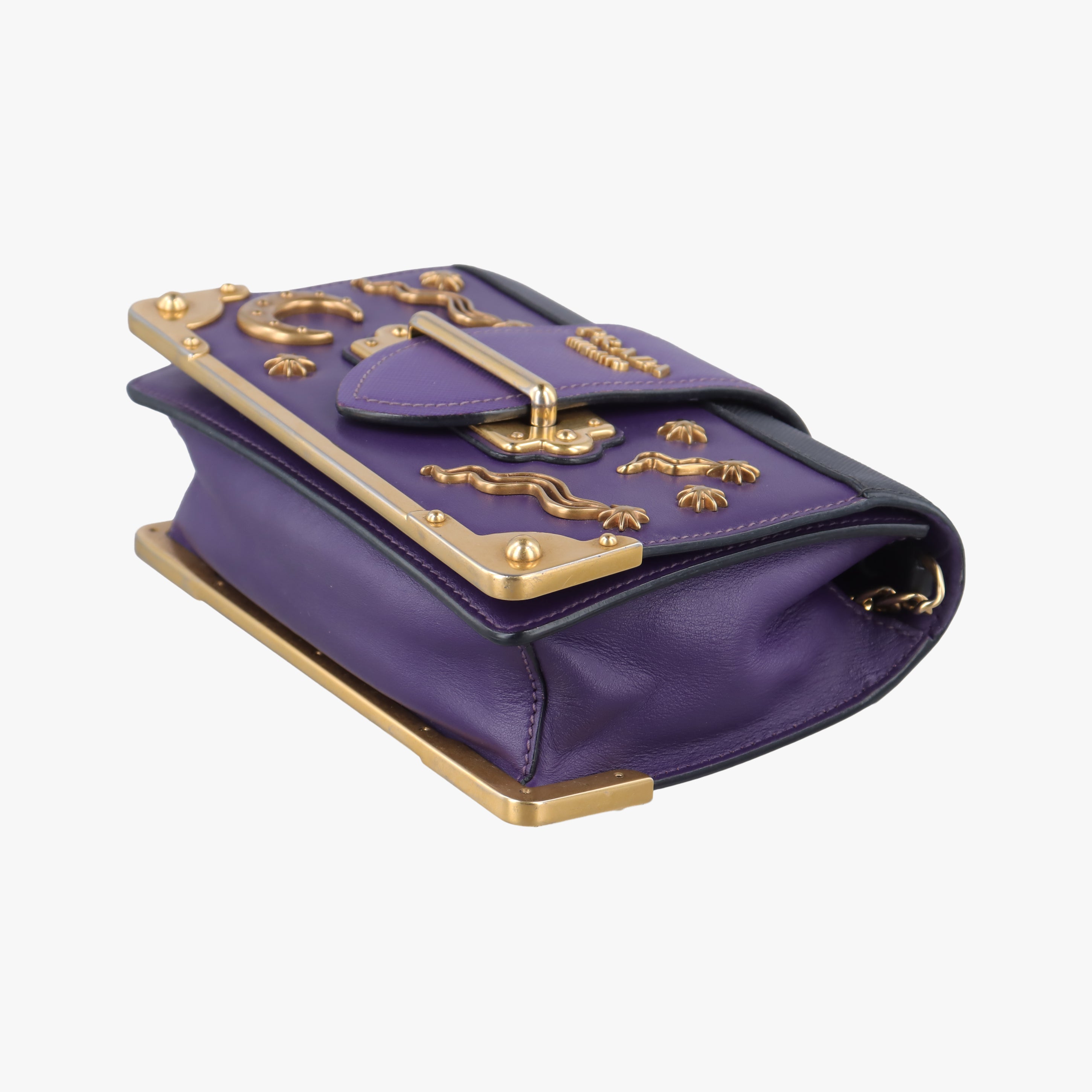 Cahier Purple×Black Leather×SAFFIANO 1BD045 25カイエ パープル×ブラック レザー×サフィアーノ 1BD045 25