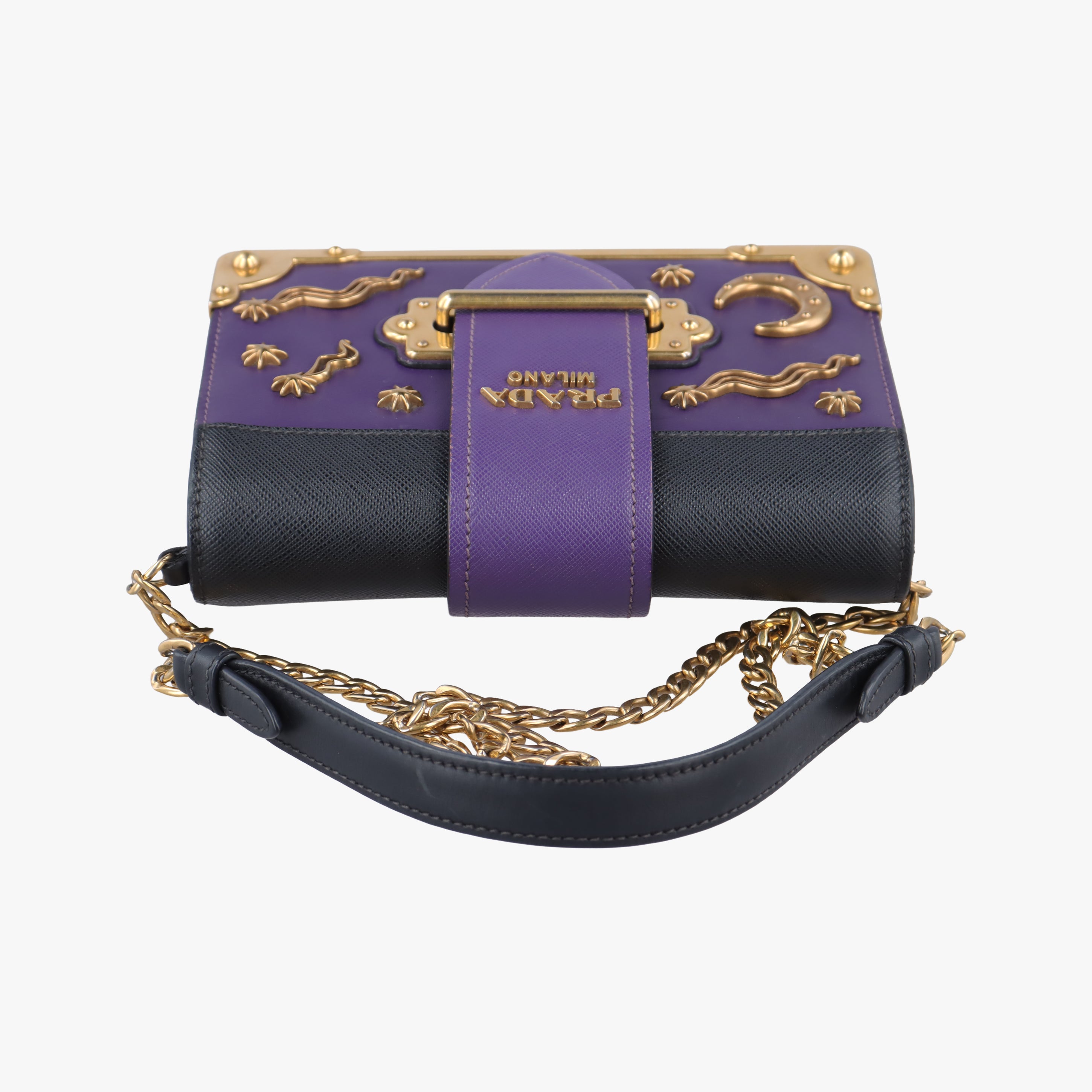 Cahier Purple×Black Leather×SAFFIANO 1BD045 25カイエ パープル×ブラック レザー×サフィアーノ 1BD045 25