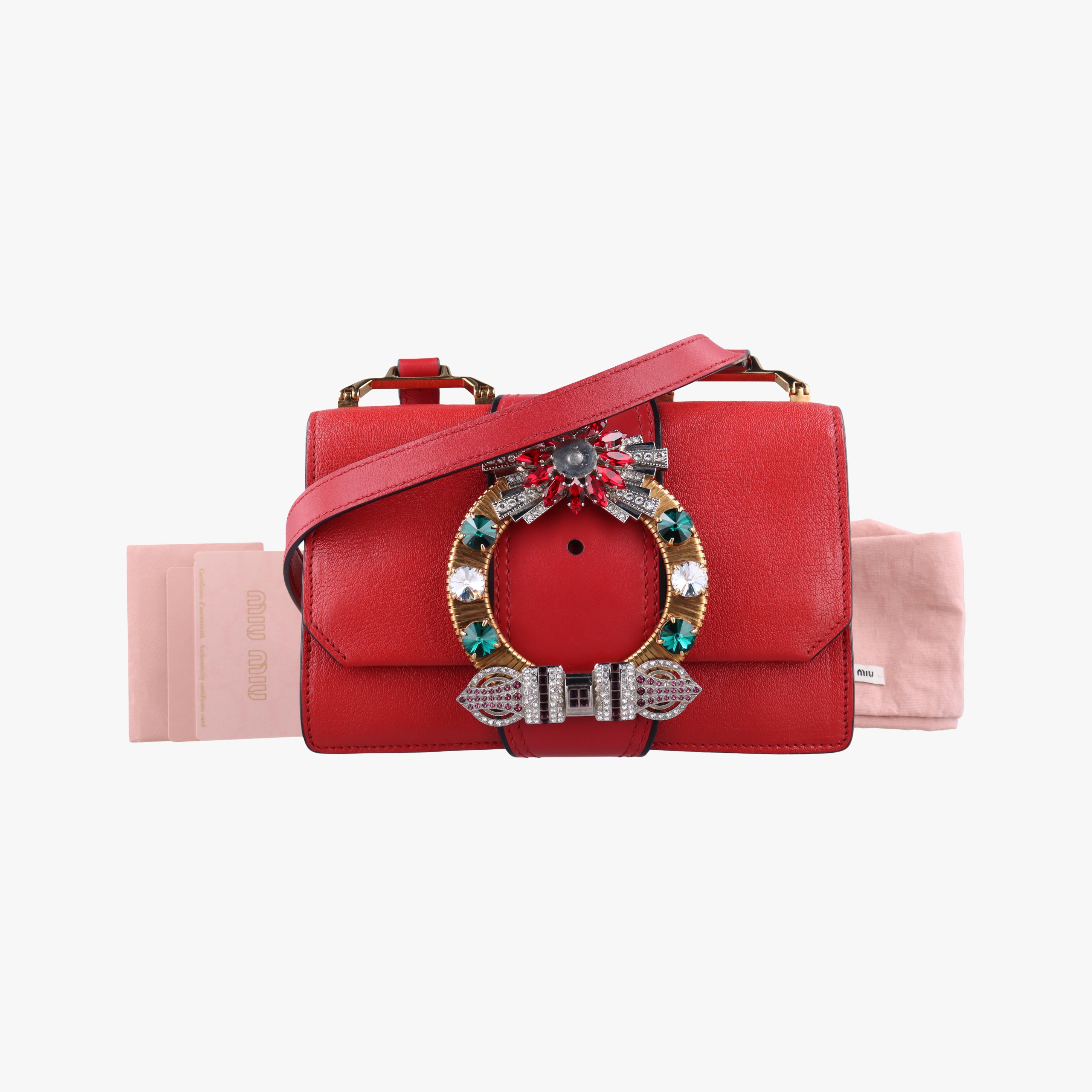 Miu Lady Red×multicolor Leather 37ミュウレディ レッド×マルチカラー レザー 37