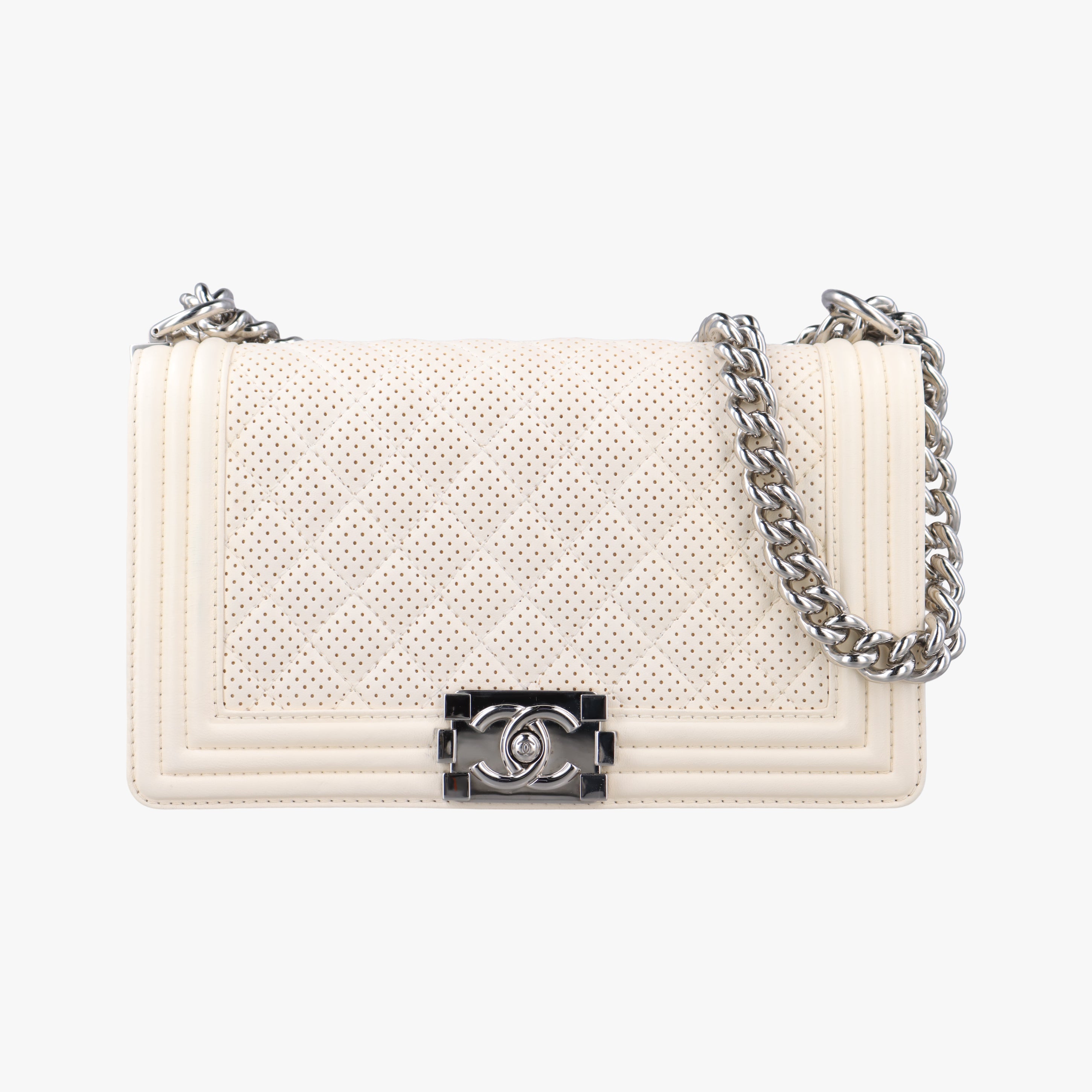 BOY CHANEL White Leather A67086 19277583ボーイシャネル ホワイト レザー A67086 19277583