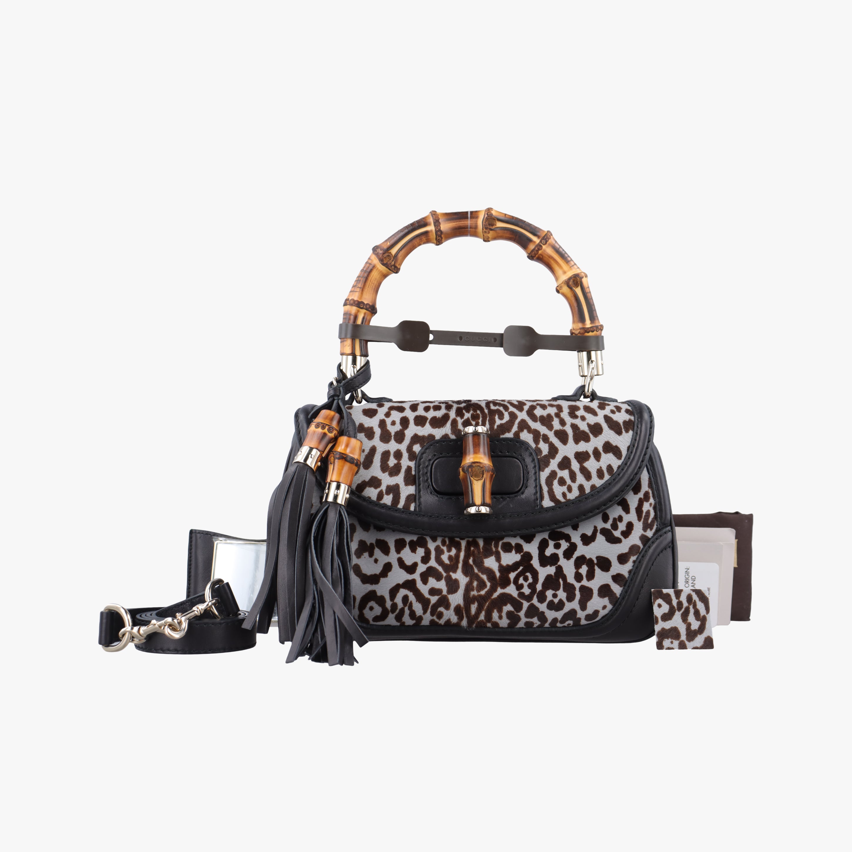 New Bamboo Black×Multicolour ponyhair×Leather 240242 C013744068ニューバンブー ブラック×マルチカラー ハラコ×レザー 240242 C013744068