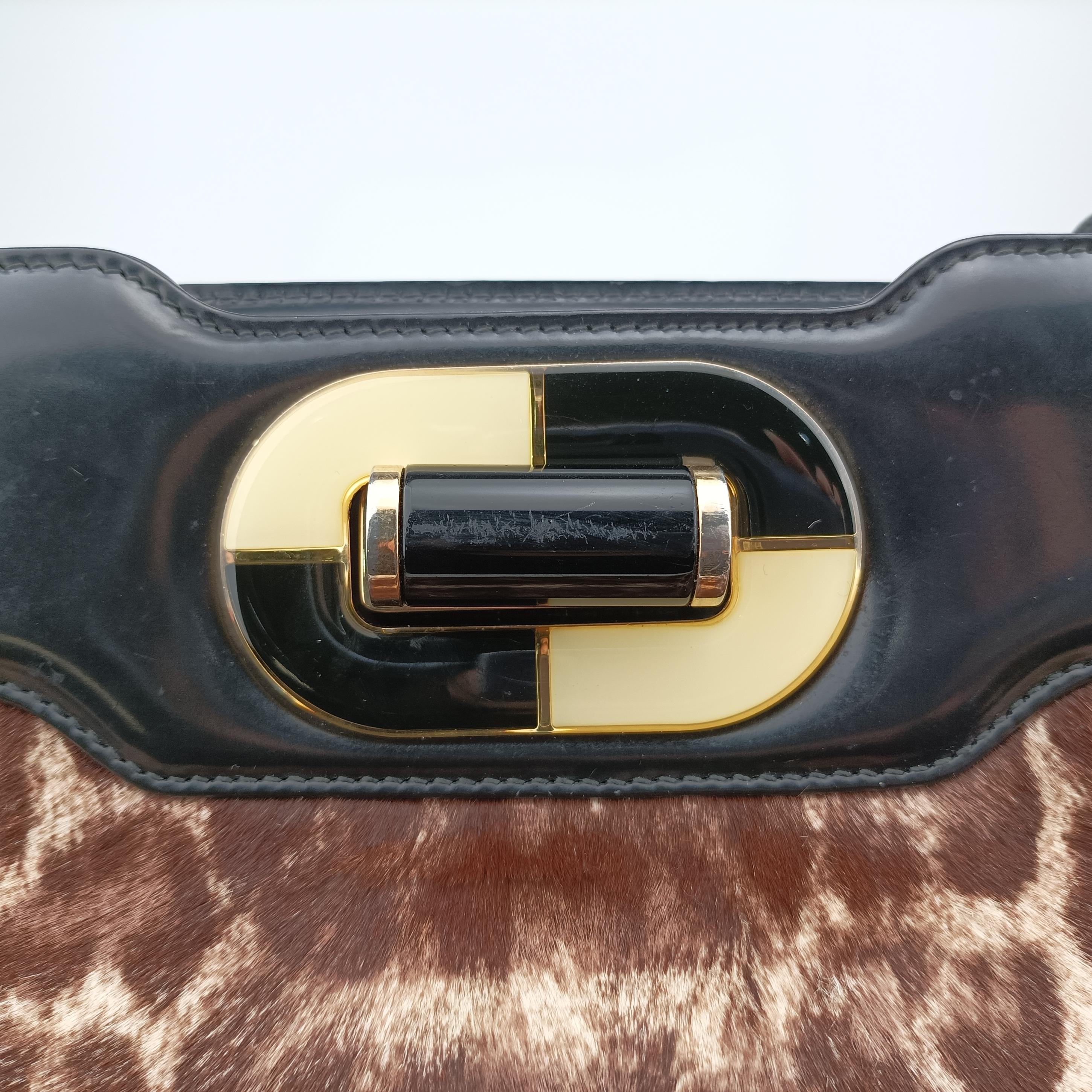 Leopard Print Brown × Black Leather× Fur AX.B12.35146レオパード 豹柄 ブラウン × ブラック レザー ×ファー AX.B12.35146