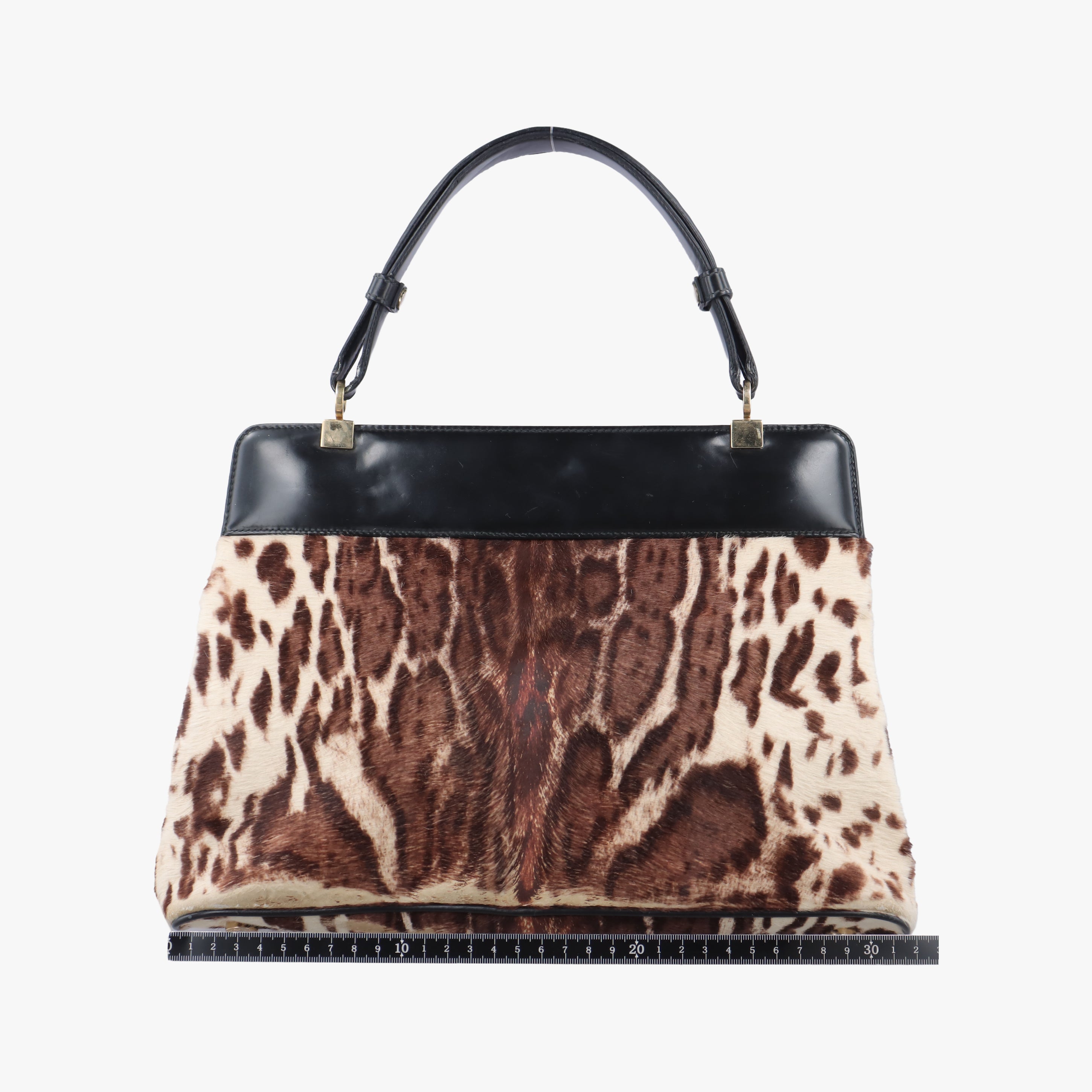 Leopard Print Brown × Black Leather× Fur AX.B12.35146レオパード 豹柄 ブラウン × ブラック レザー ×ファー AX.B12.35146