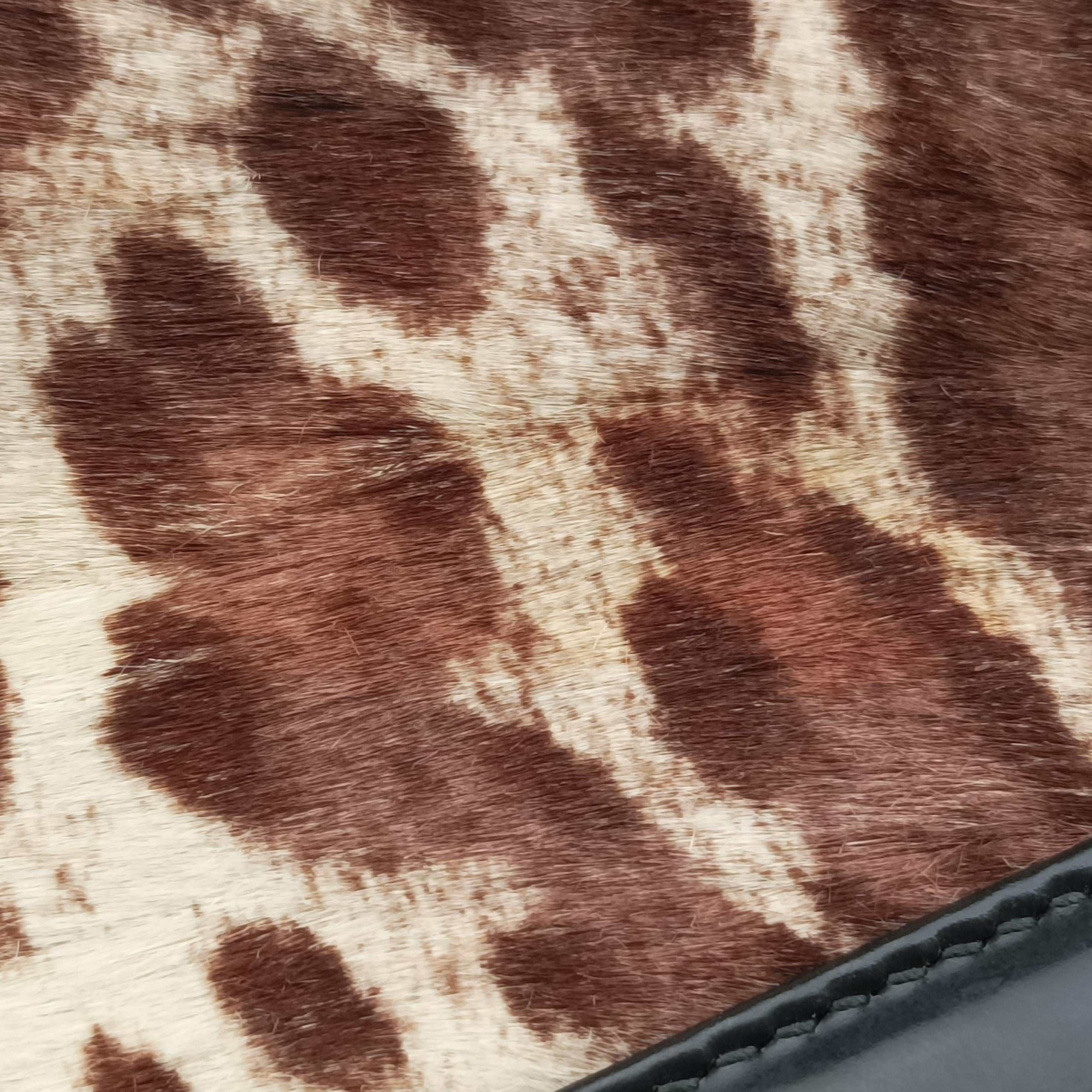 Leopard Print Brown × Black Leather× Fur AX.B12.35146レオパード 豹柄 ブラウン × ブラック レザー ×ファー AX.B12.35146