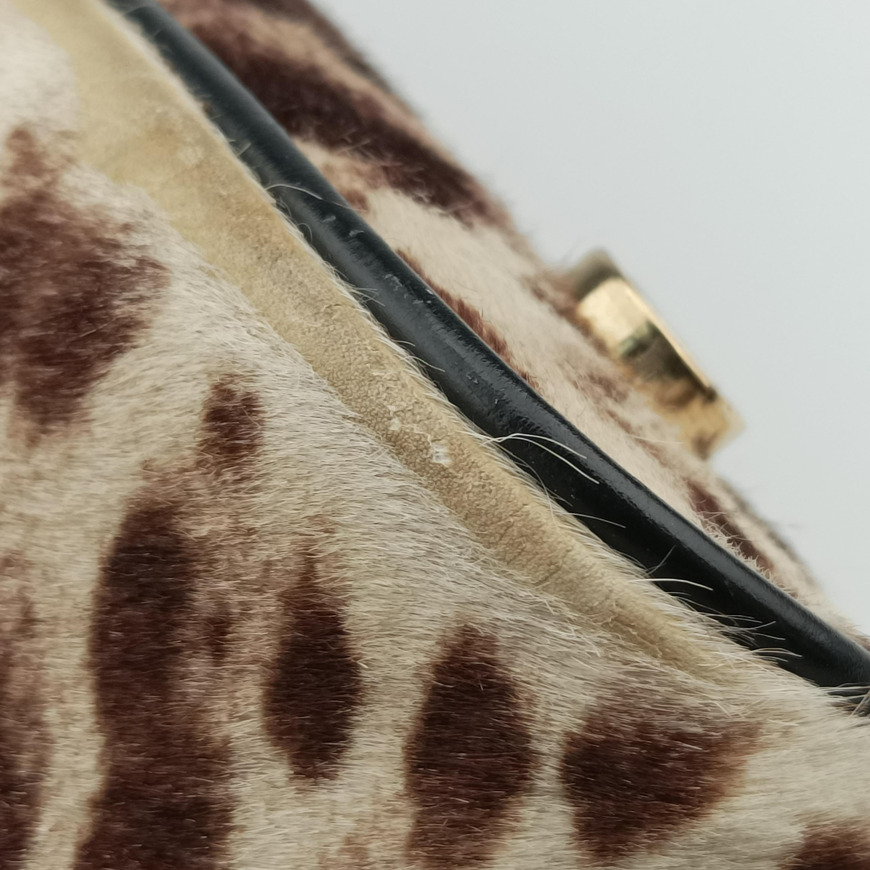 Leopard Print Brown × Black Leather× Fur AX.B12.35146レオパード 豹柄 ブラウン × ブラック レザー ×ファー AX.B12.35146