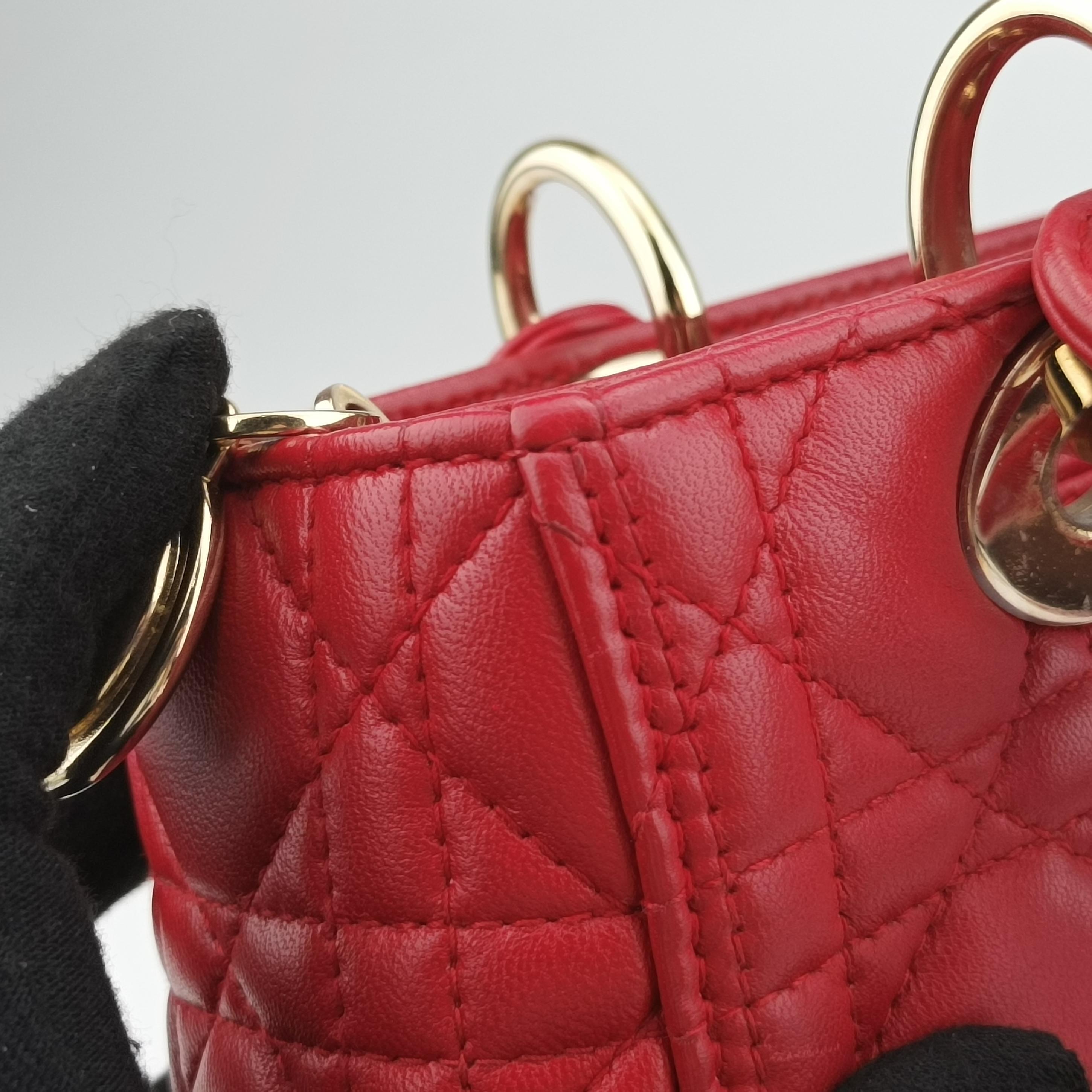 Lady Dior Red lambskin 19-BO-1104レディディオール レッド ラムスキン 19-BO-1104