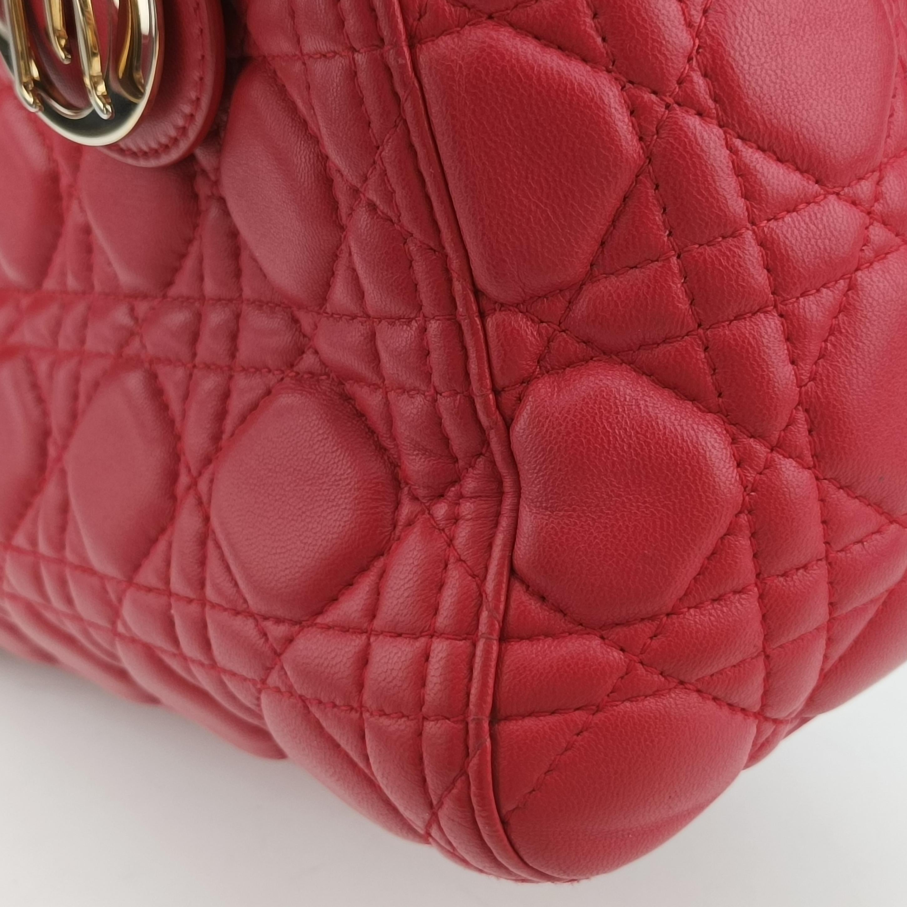 Lady Dior Red lambskin 19-BO-1104レディディオール レッド ラムスキン 19-BO-1104