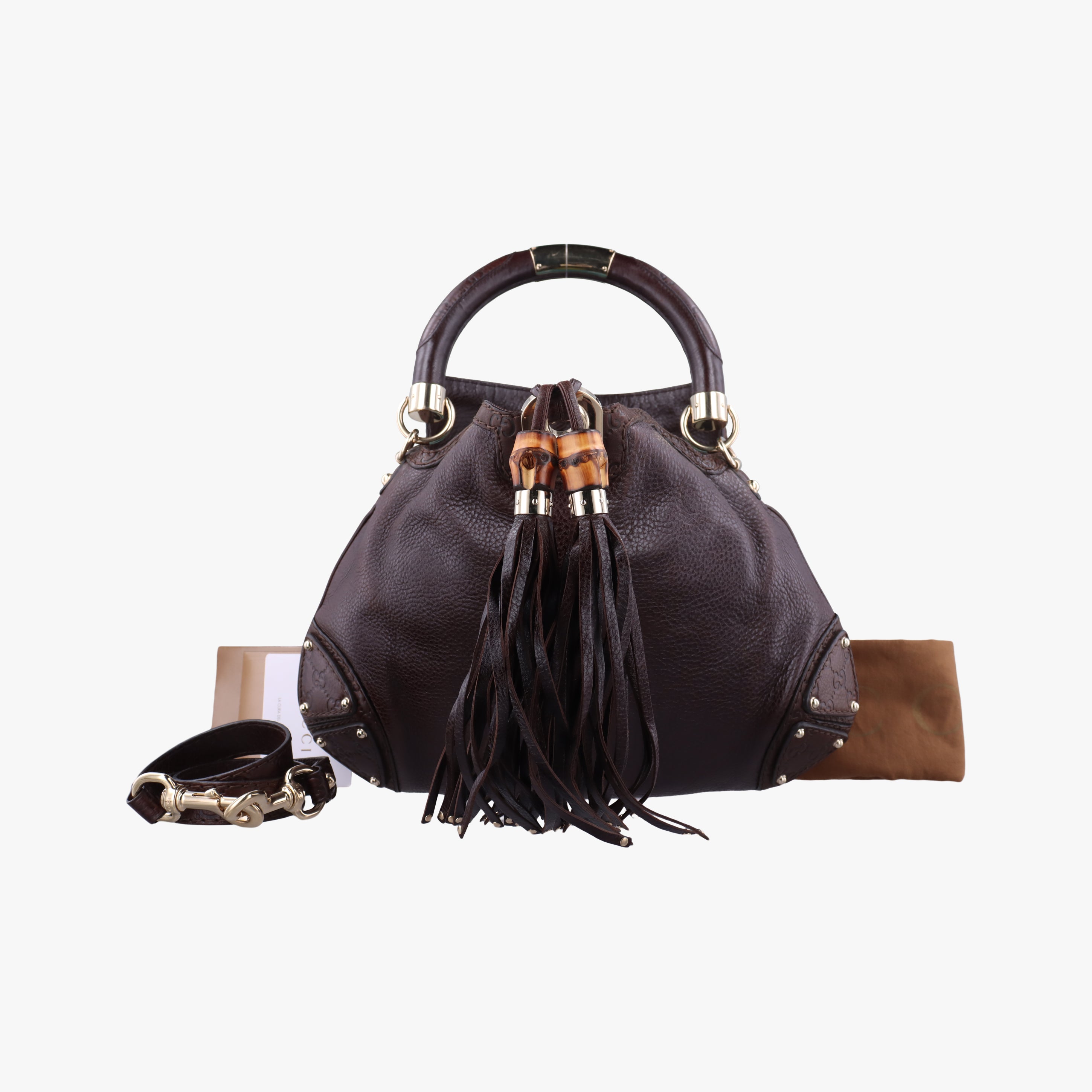 Bamboo Babouska Indy Hobo Brown Leather 185566 H3306015バンブー バブースカ インディ ホーボー ブラウン レザー 185566 H3306015