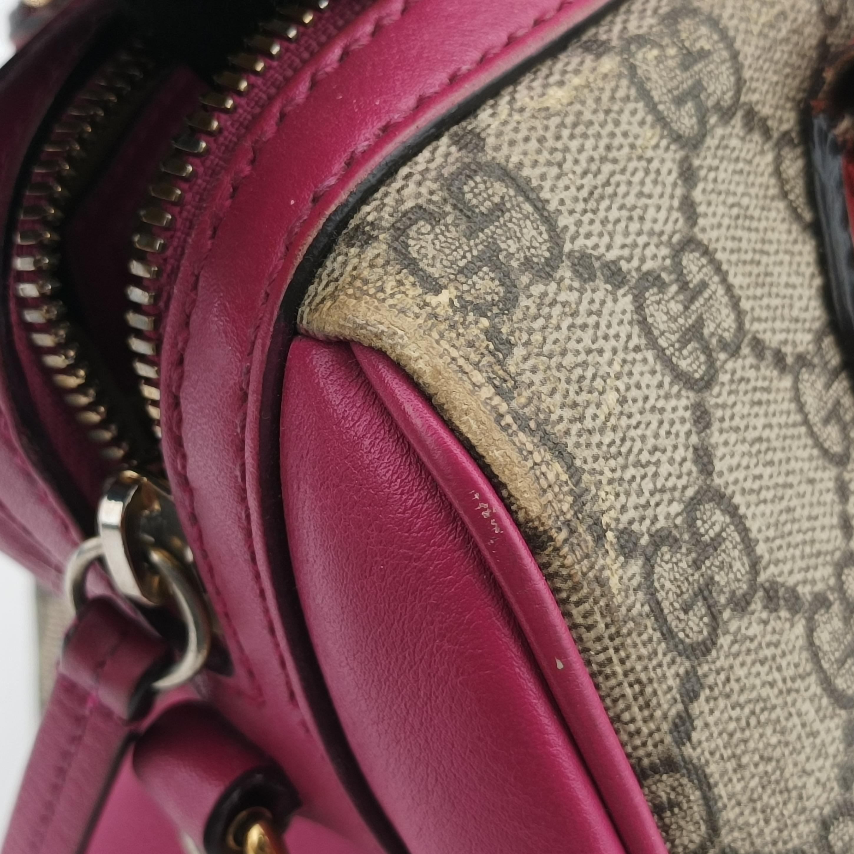 GG SUPREME beige×red×pink PVC coated canvas x leather 409529 I019476972GGスプリーム ベージュ×レッド×ピンク PVCコーティングキャンバス×レザー 409529 I019476972