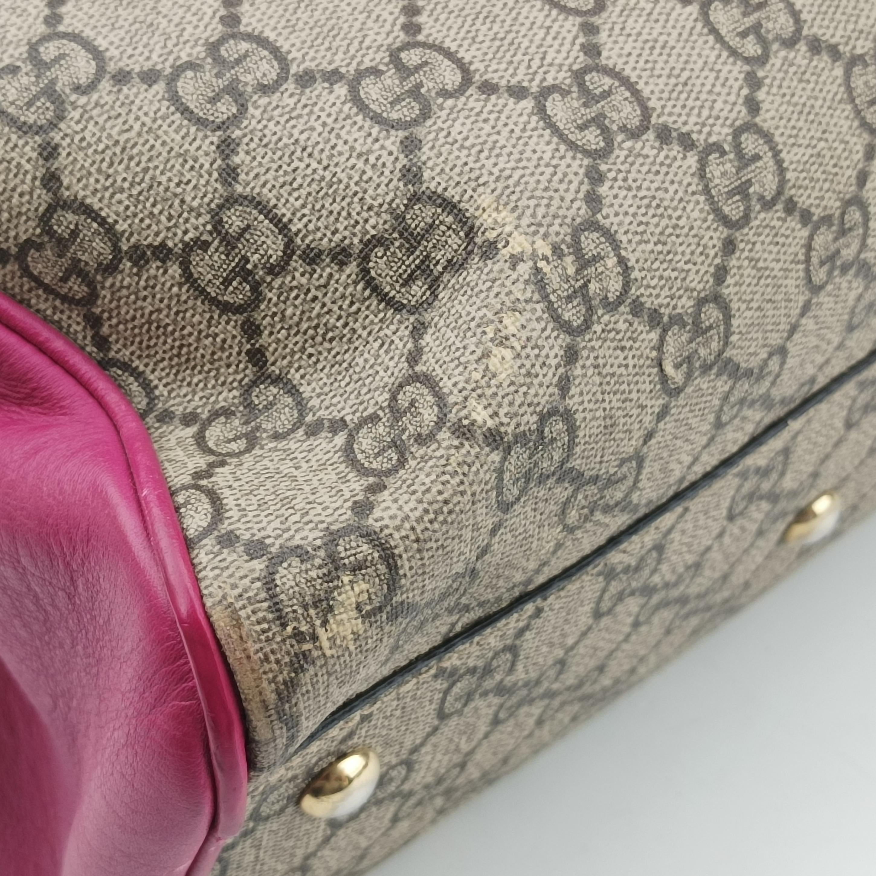 GG SUPREME beige×red×pink PVC coated canvas x leather 409529 I019476972GGスプリーム ベージュ×レッド×ピンク PVCコーティングキャンバス×レザー 409529 I019476972