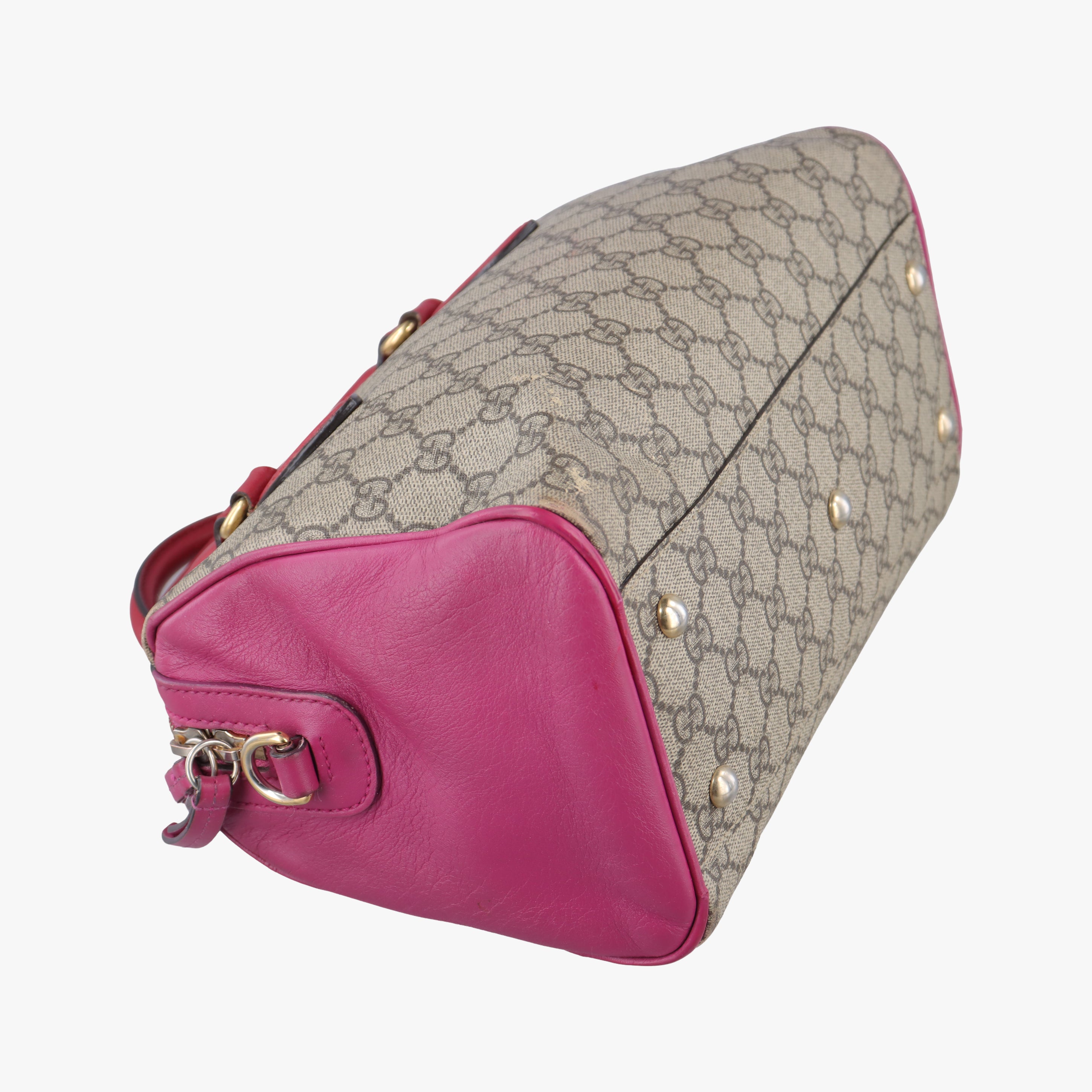 GG SUPREME beige×red×pink PVC coated canvas x leather 409529 I019476972GGスプリーム ベージュ×レッド×ピンク PVCコーティングキャンバス×レザー 409529 I019476972