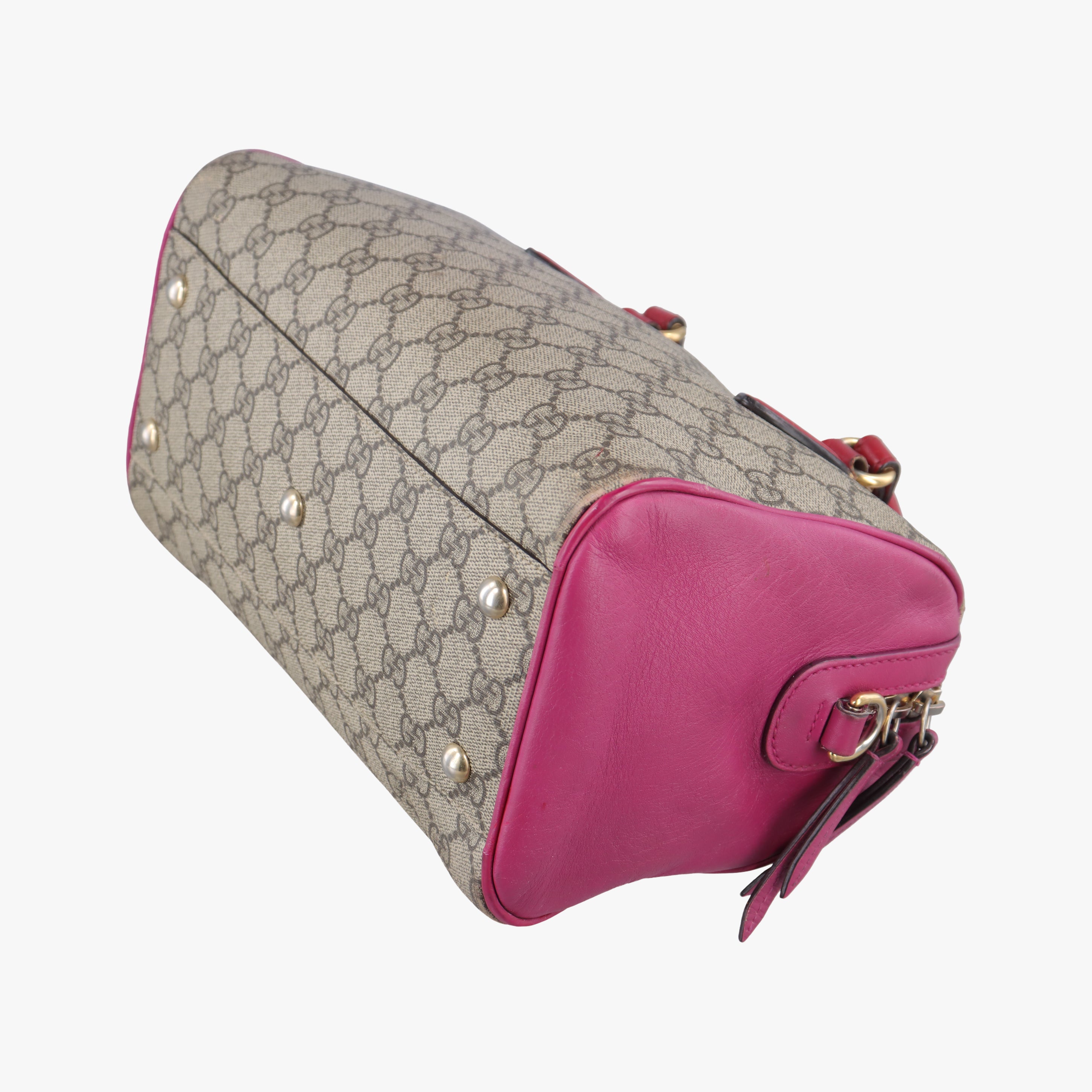 GG SUPREME beige×red×pink PVC coated canvas x leather 409529 I019476972GGスプリーム ベージュ×レッド×ピンク PVCコーティングキャンバス×レザー 409529 I019476972